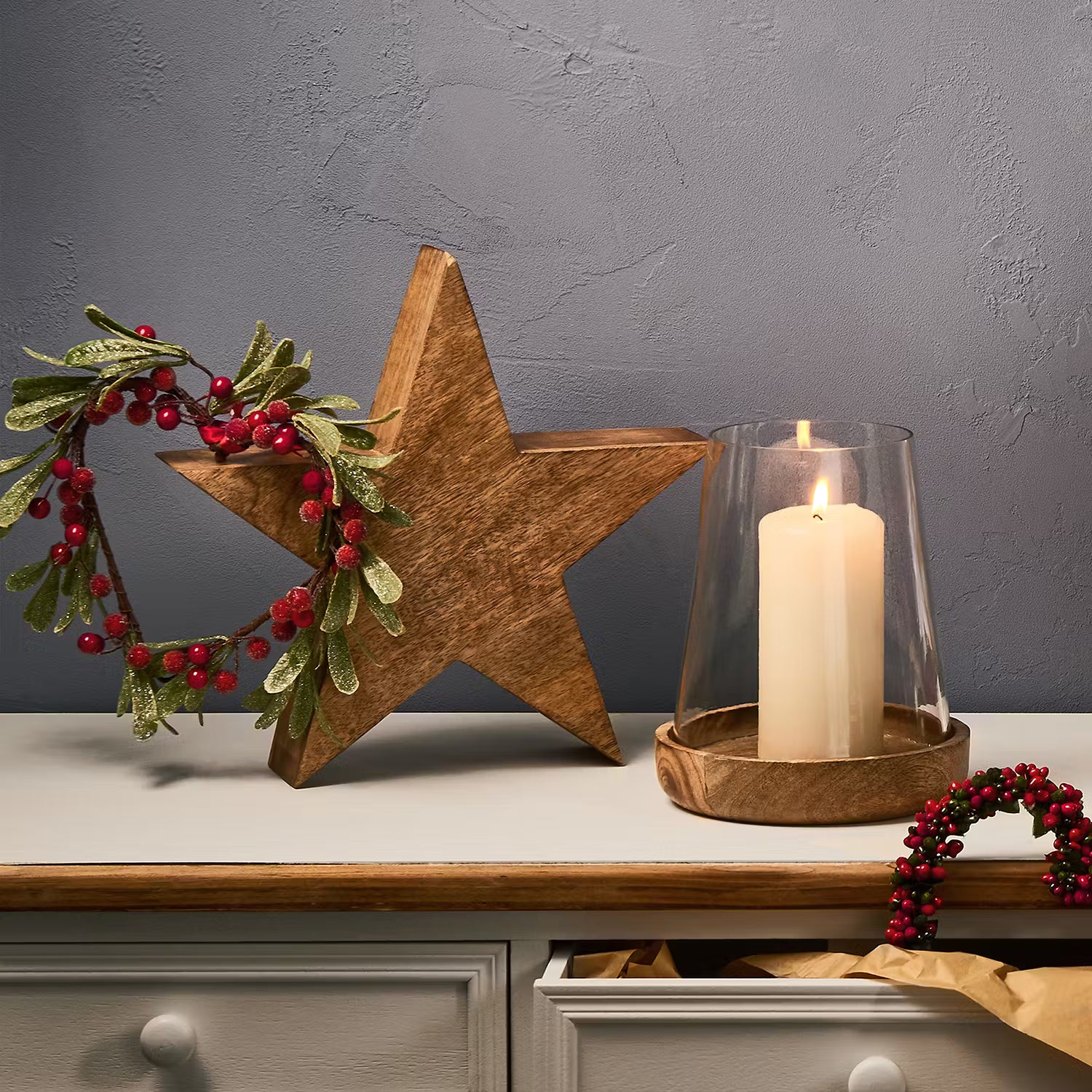 Baumhänger X-MAS Herz mit Beeren