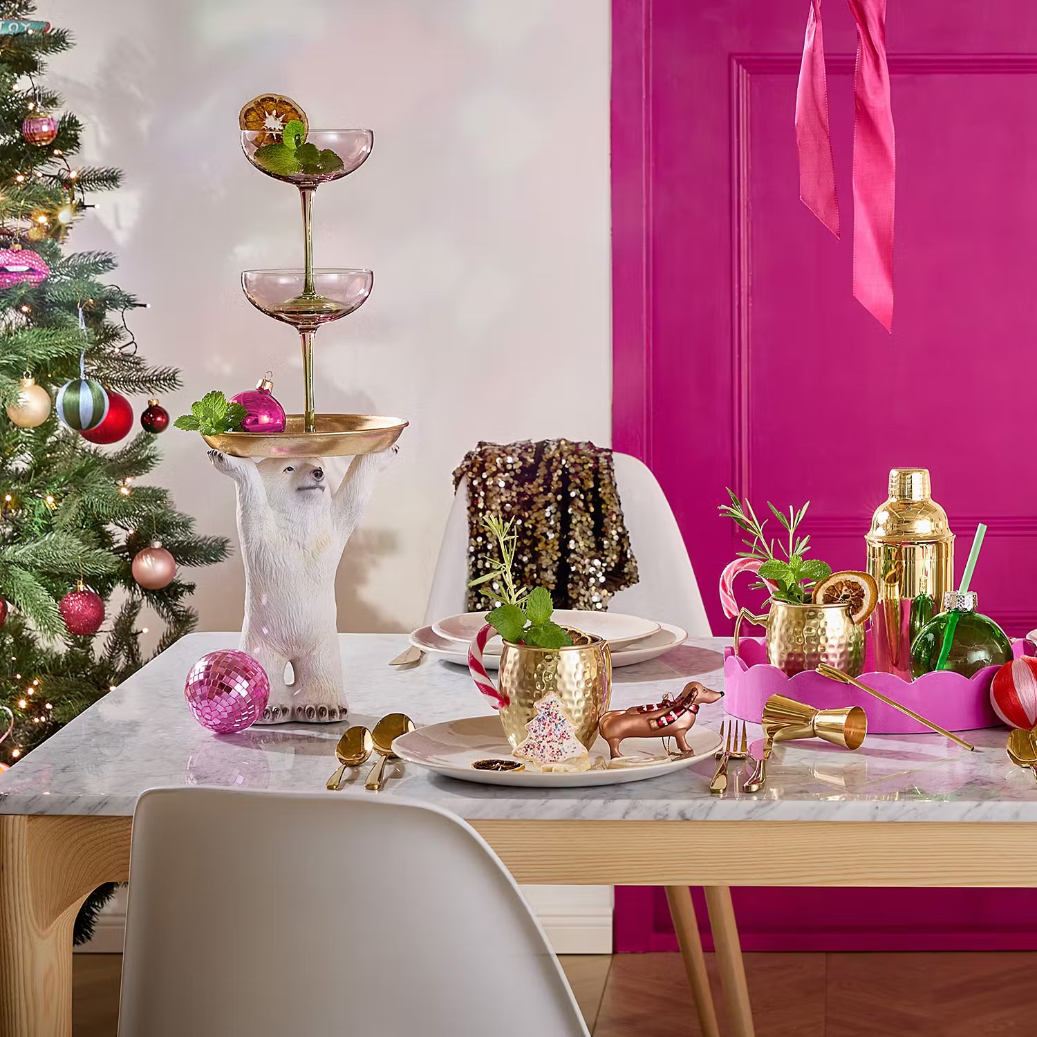 OSWALD Deko-Statue Eisbär mit Teller