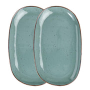 FINCA Servierplatte 2er-Set - Porzellan - Blau - 7,2cm x 20,5cm x 33,5cm