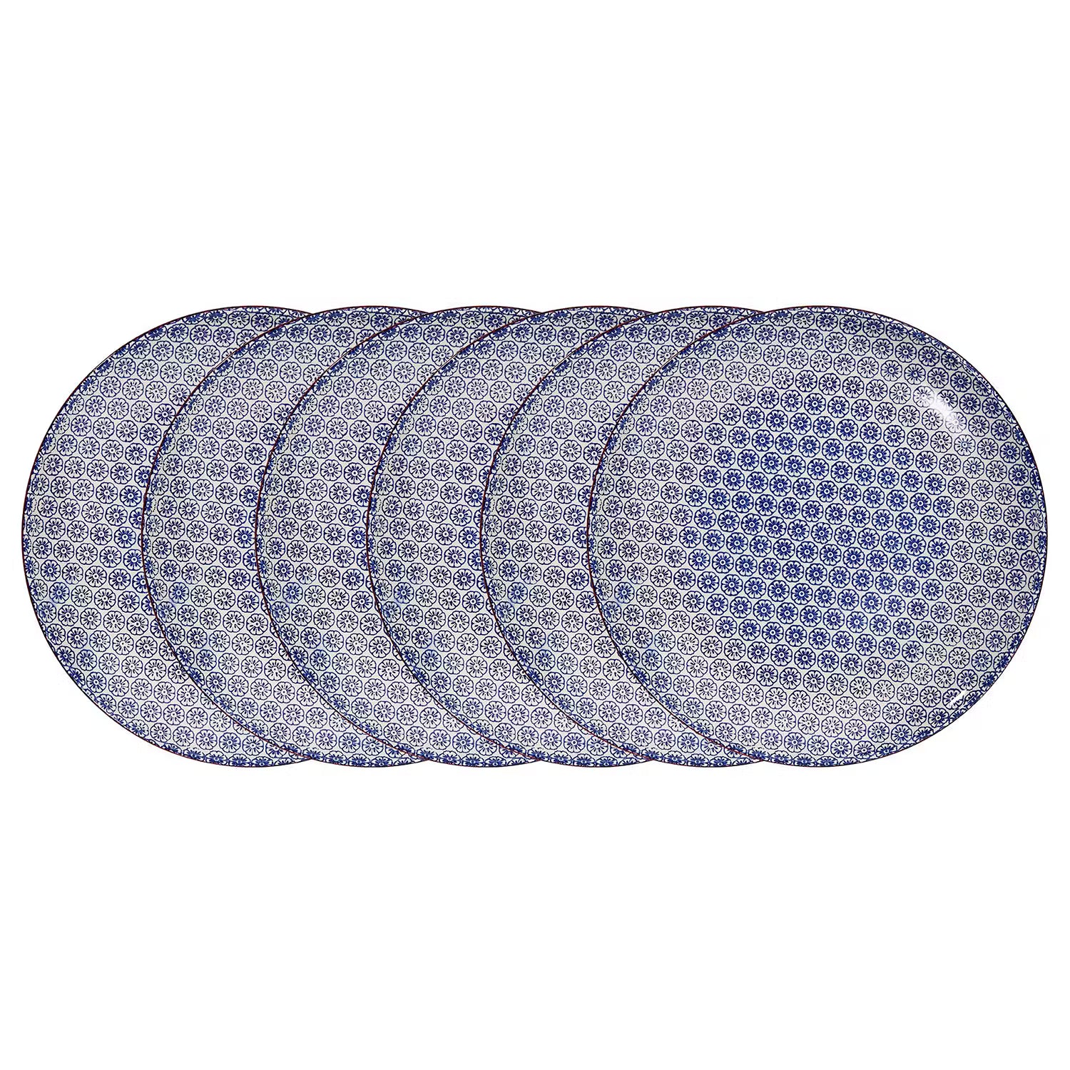 RETRO Essteller 6er-Set - Porzellan - Blau