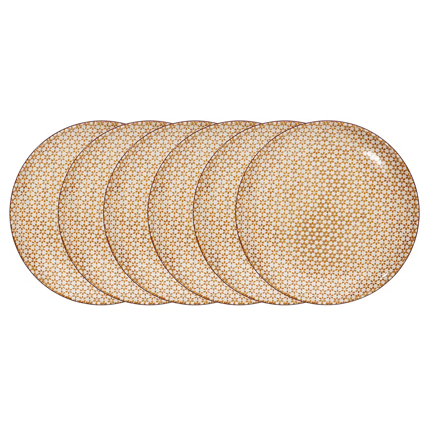 RETRO Essteller 6er-Set - Porzellan - Gelb