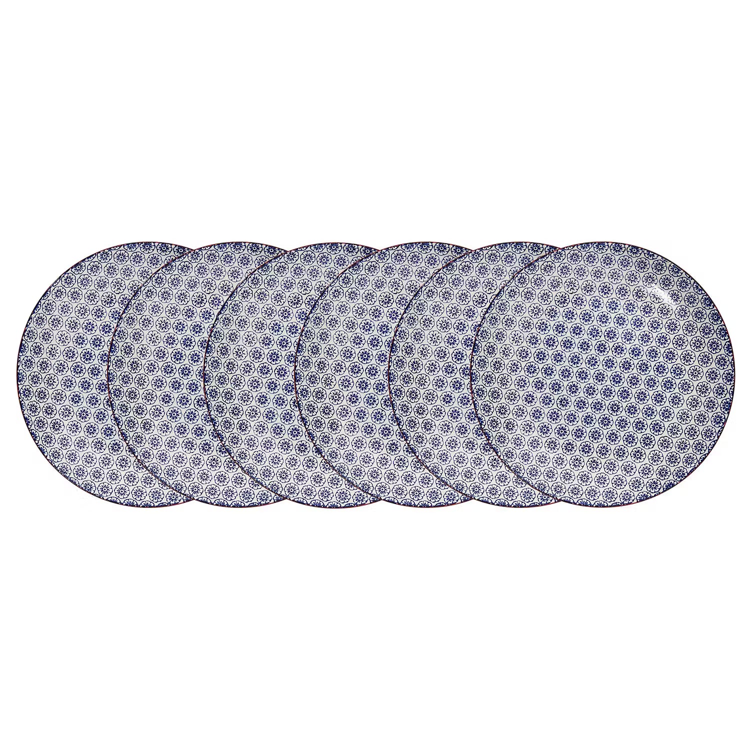 RETRO Frühstücksteller 6er-Set - Porzellan - Blau