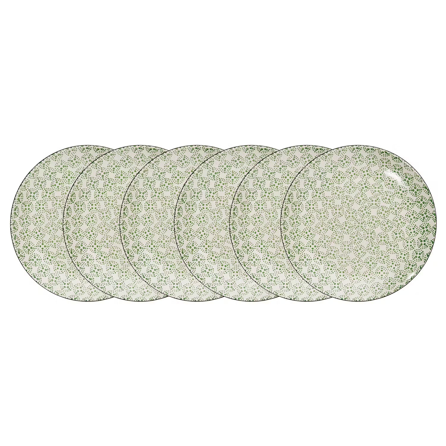 RETRO Frühstücksteller 6er-Set - Porzellan - Grün