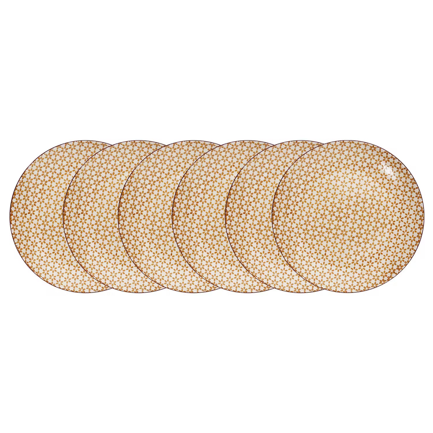 RETRO Frühstücksteller 6er-Set - Porzellan - Gelb