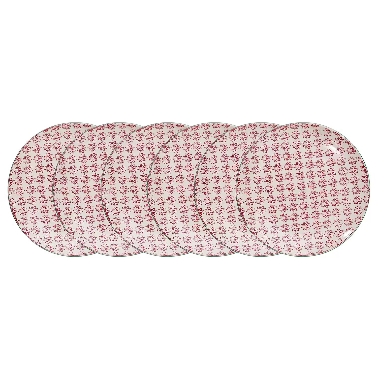 RETRO Frühstücksteller 6er-Set - Porzellan - Rot