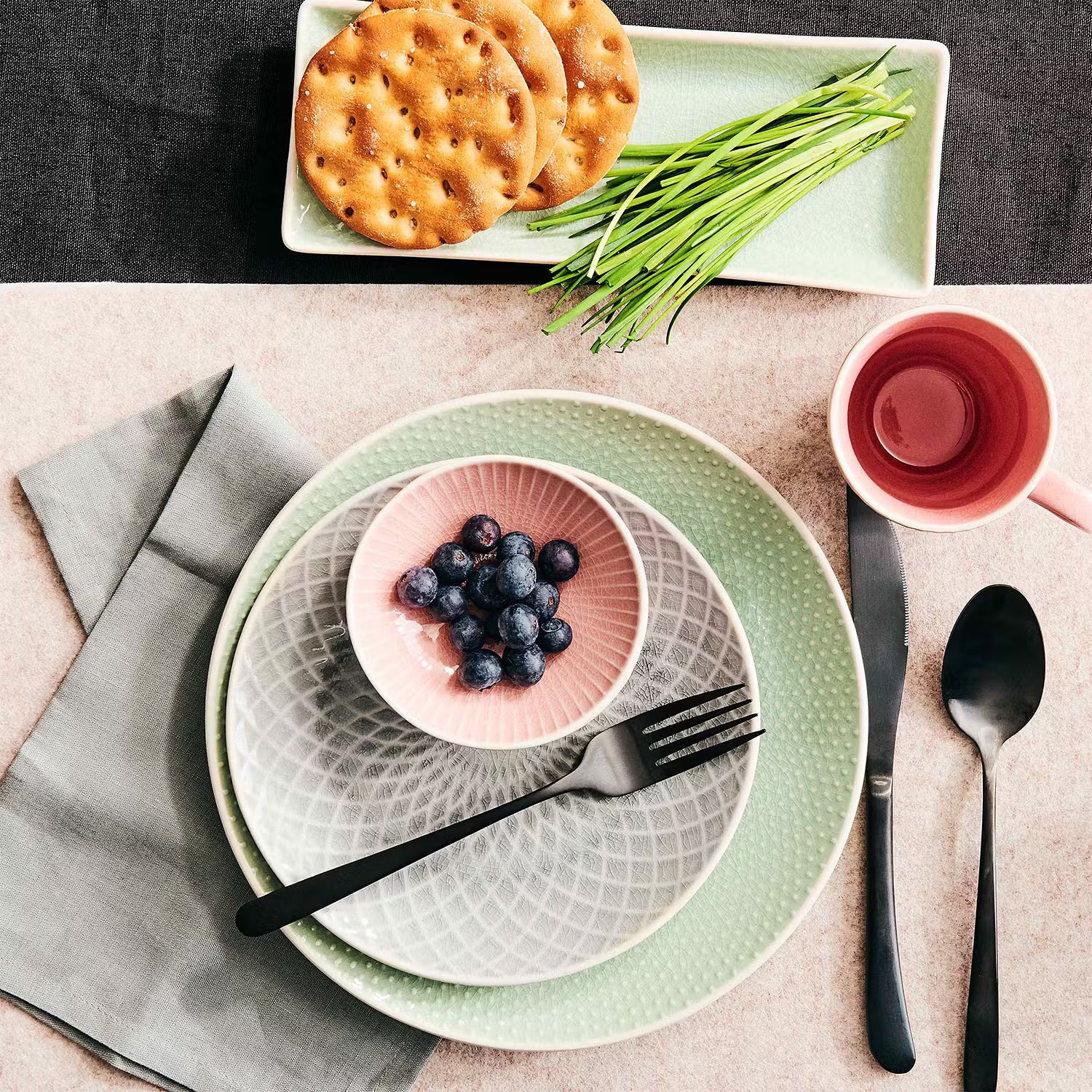HANAMI Dessertteller 6er-Set - Keramik - Grau
