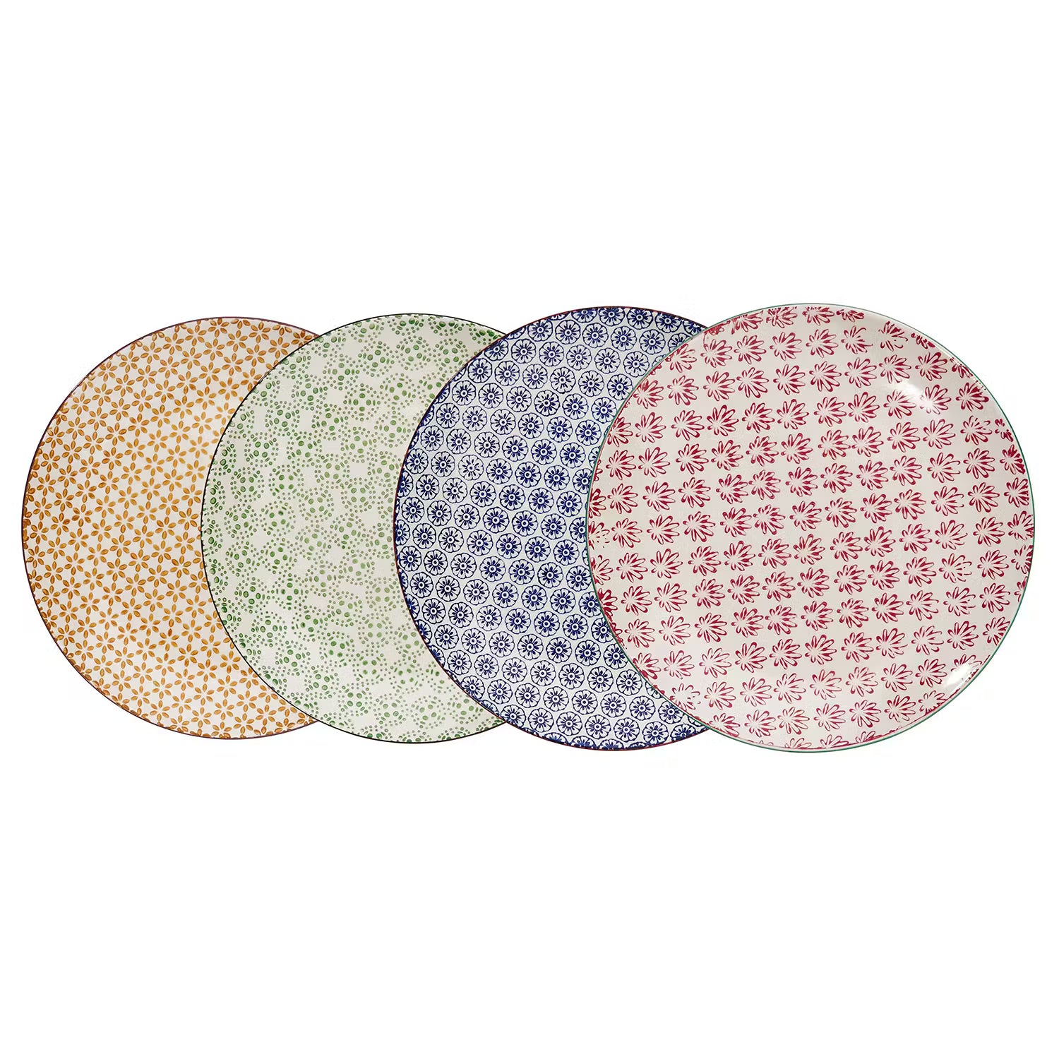 RETRO Frühstücksteller 4er-Set - Porzellan - Mehrfarbig