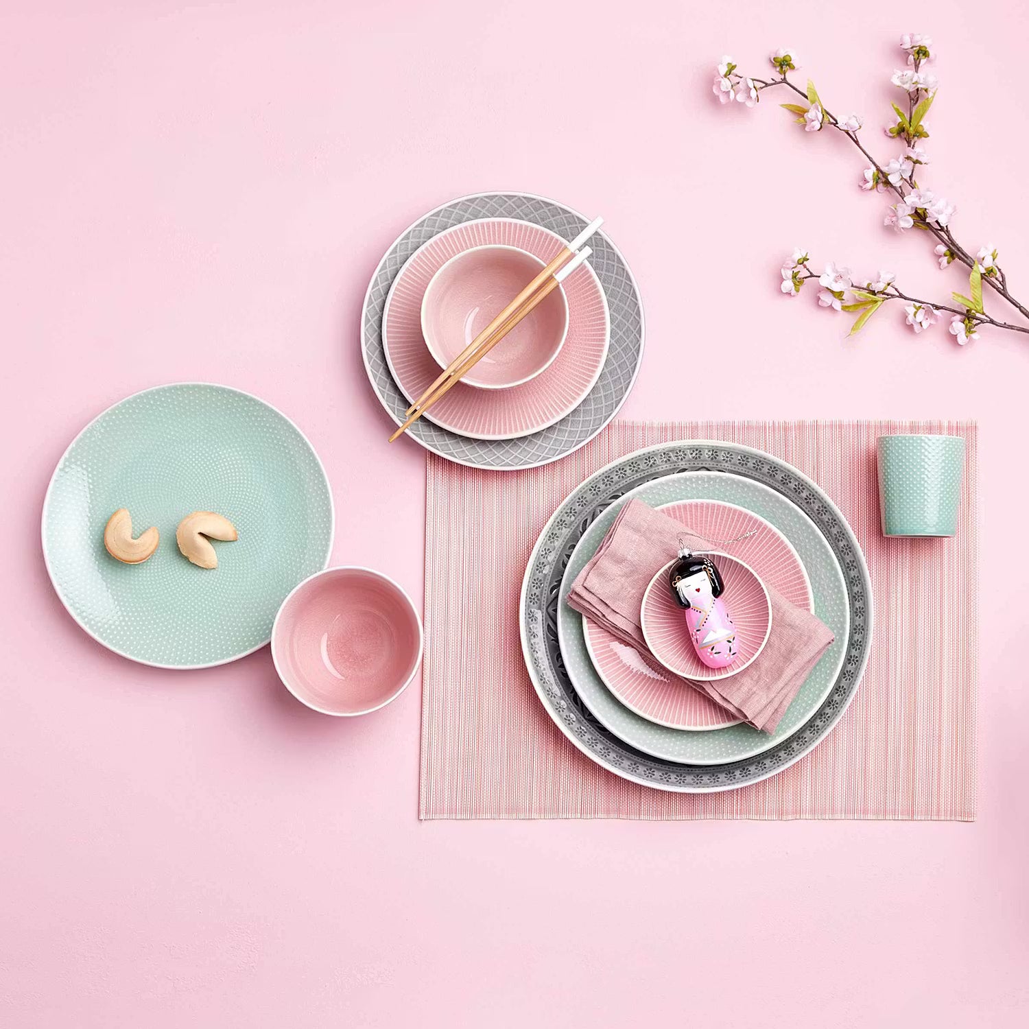 HANAMI Dessertteller 6er-Set - Keramik - Pink