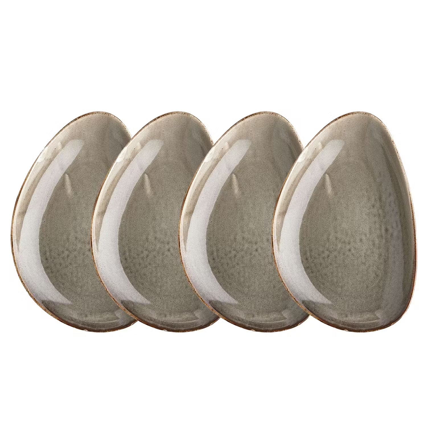 JAPANDI Frühstücksteller 4er-Set - Porzellan - Beige - Beige