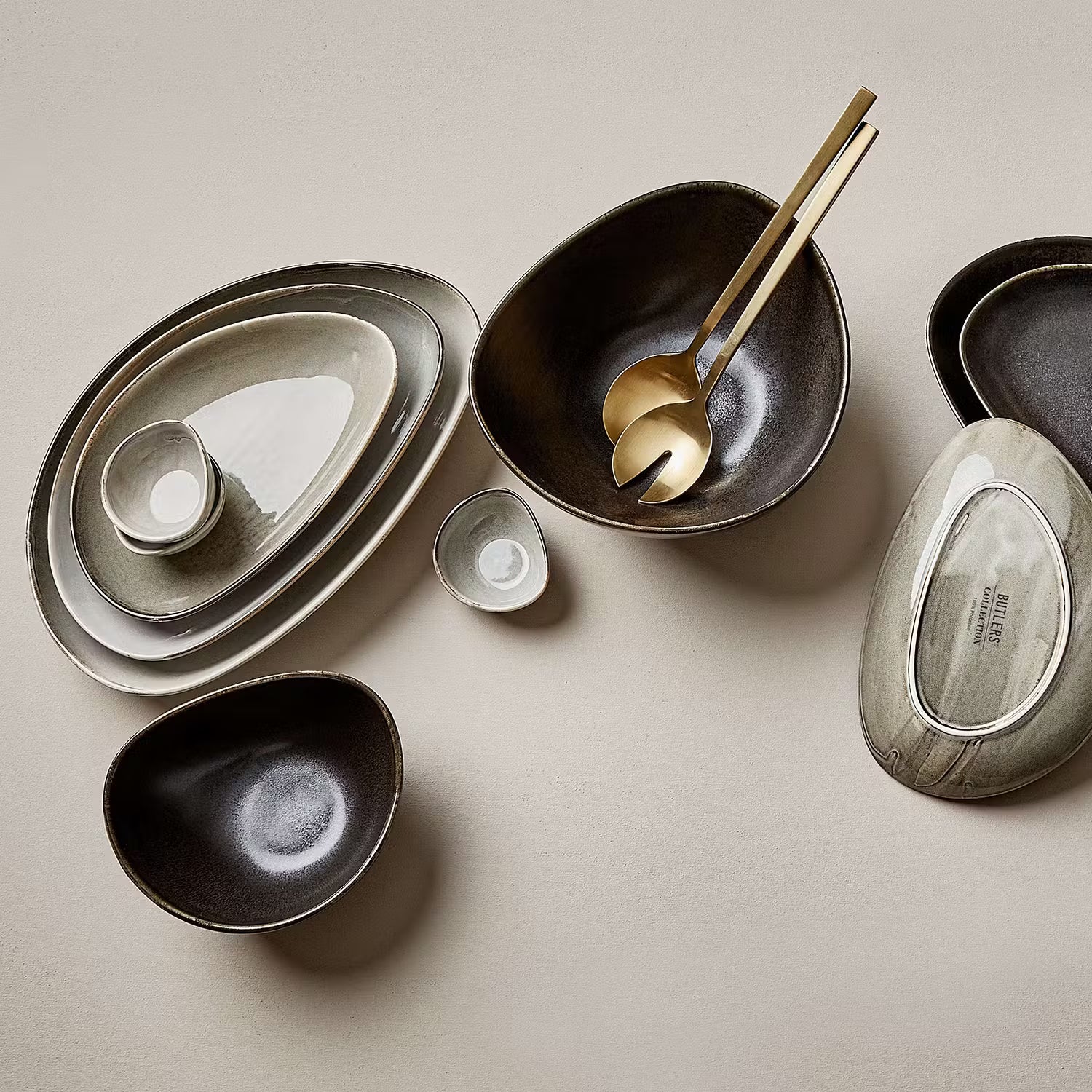 JAPANDI Frühstücksteller 4er-Set - Porzellan - Beige - Beige