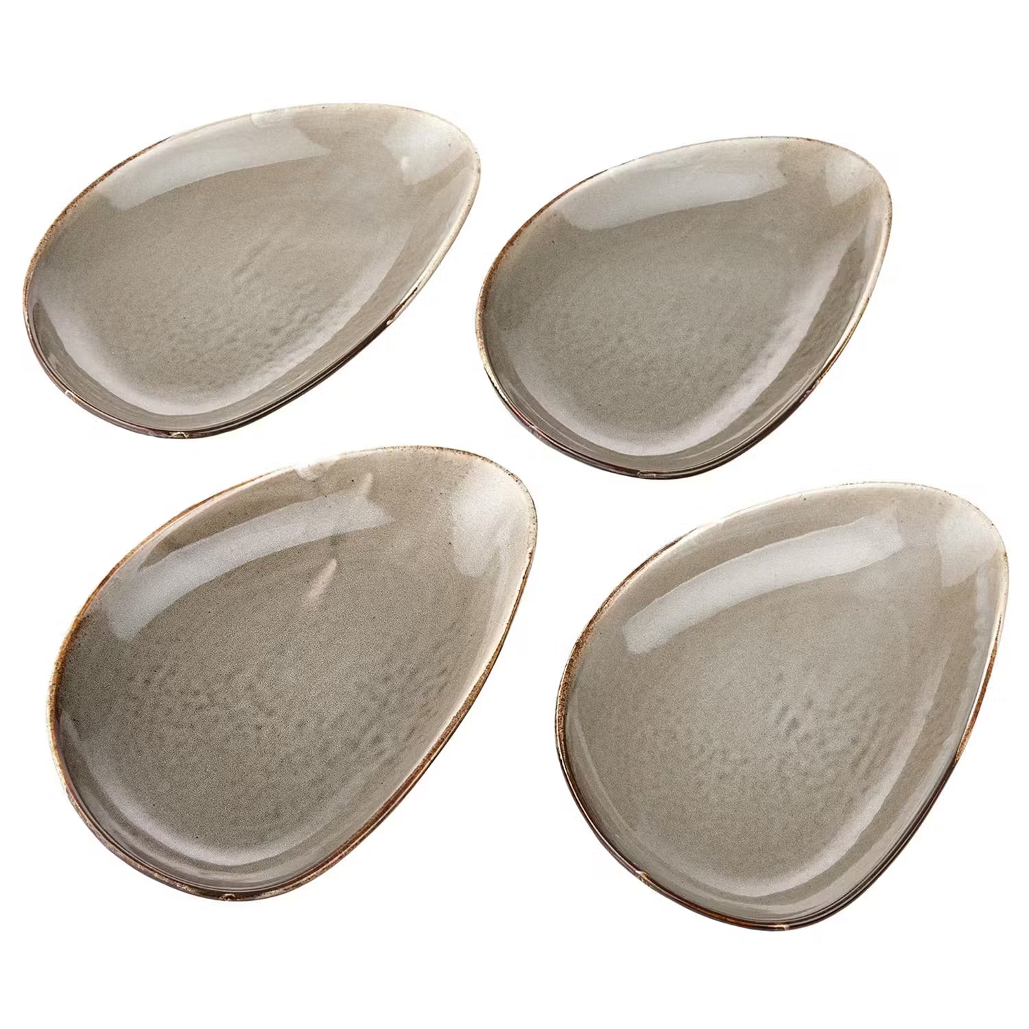 JAPANDI Frühstücksteller 4er-Set - Porzellan - Beige - Beige