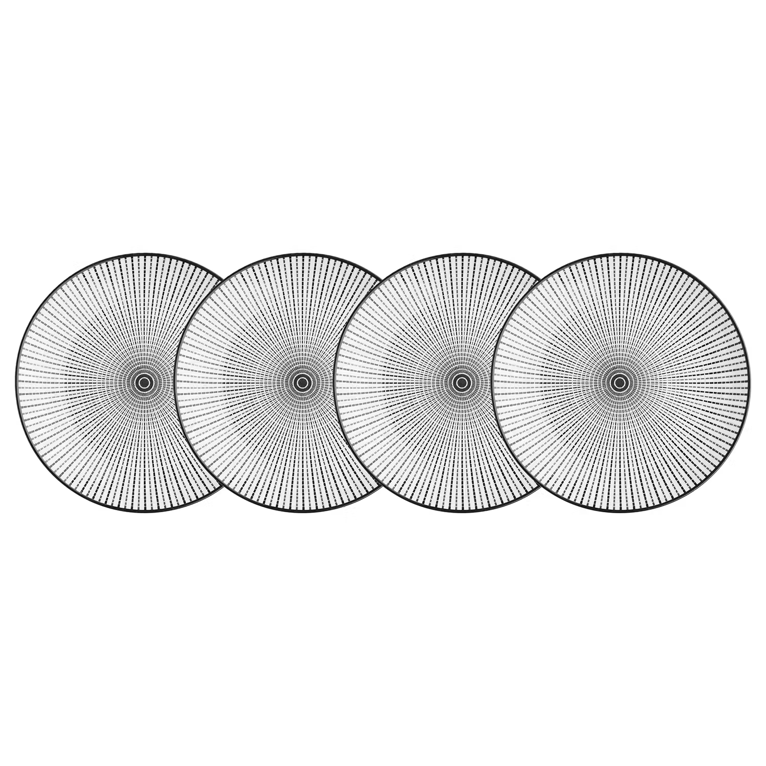 DIM SUM Teller 4er-Set - Keramik - Weiß / Schwarz - Weiß / Schwarz