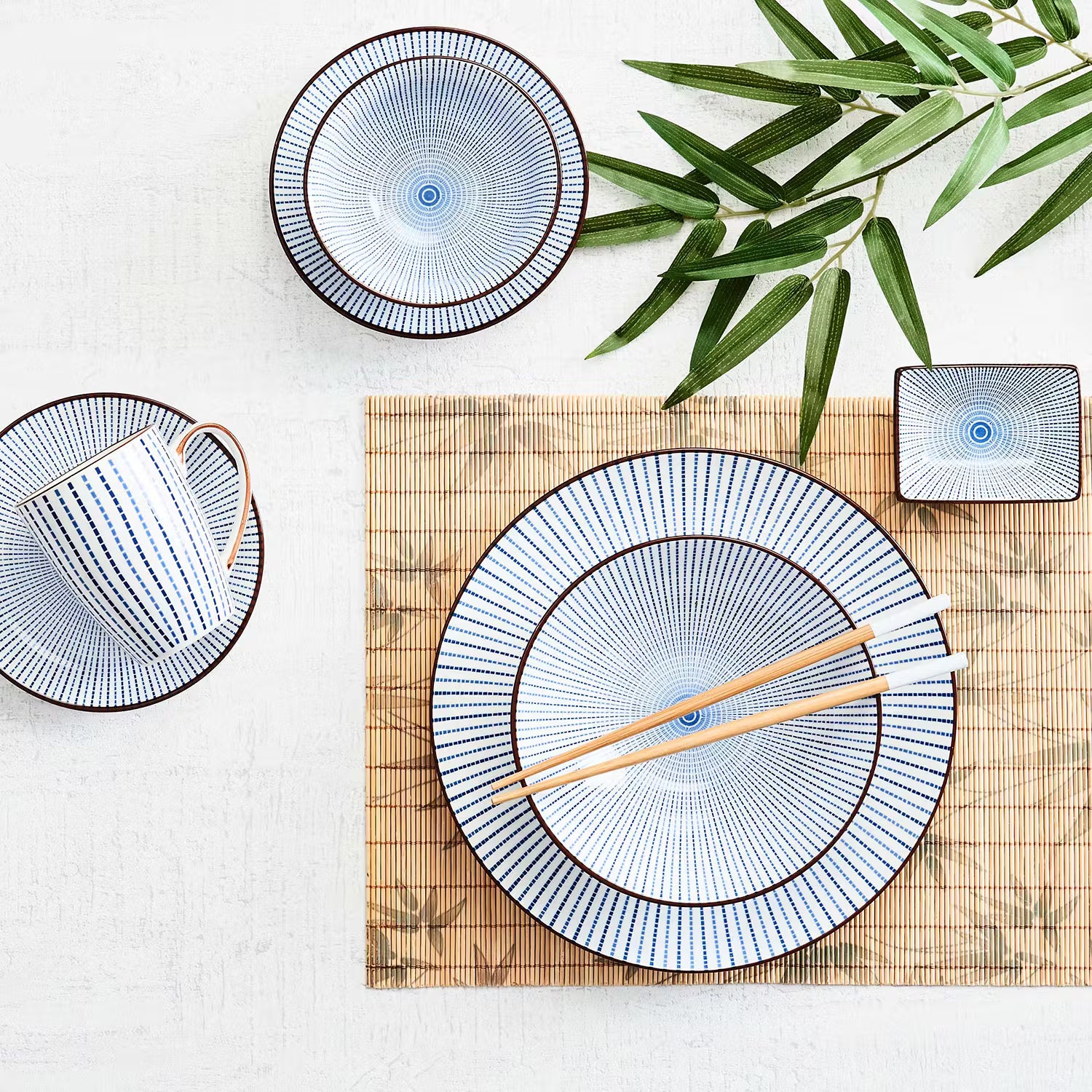 DIM SUM Teller 4er-Set - Keramik - Blau / Weiß - Weiß / Blau