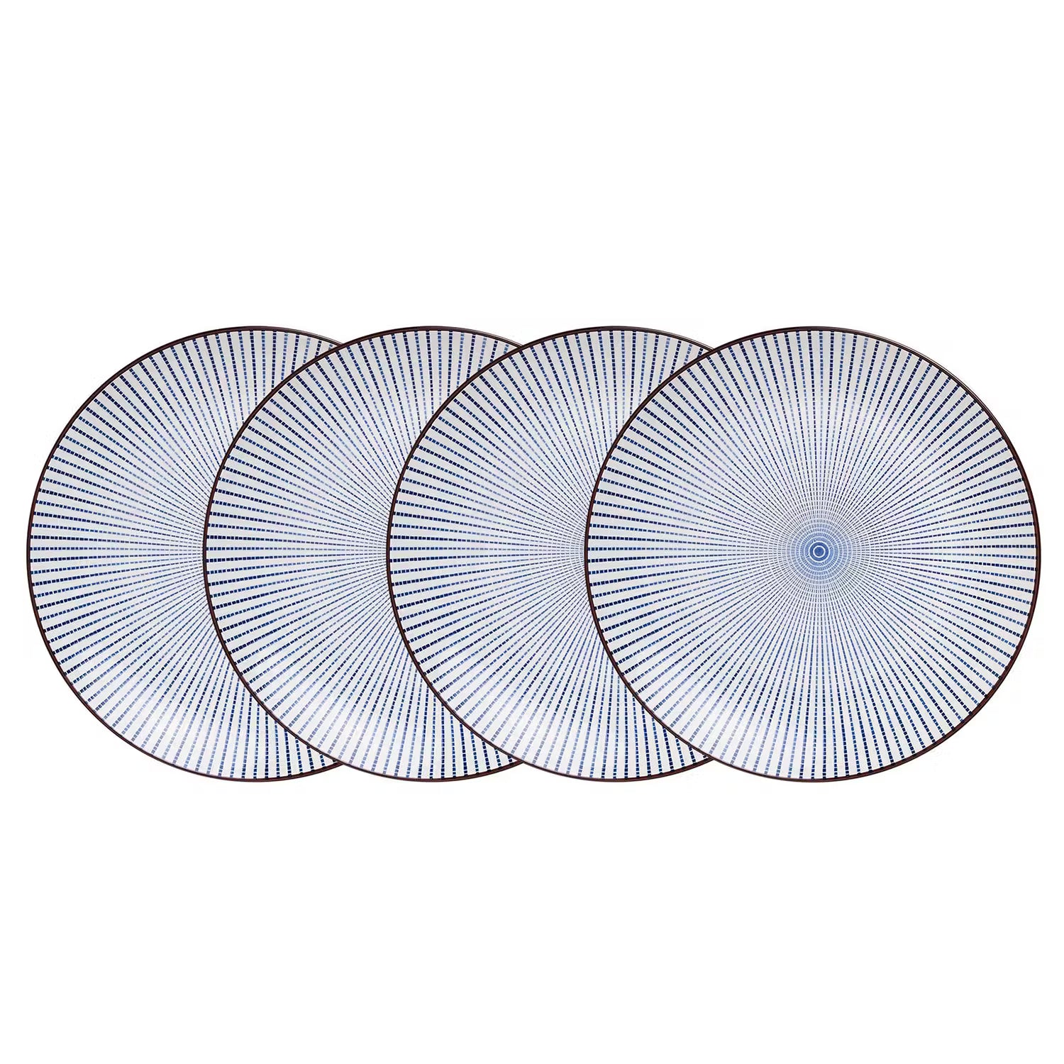 DIM SUM Teller 4er-Set - Keramik - Blau / Weiß - Weiß / Blau