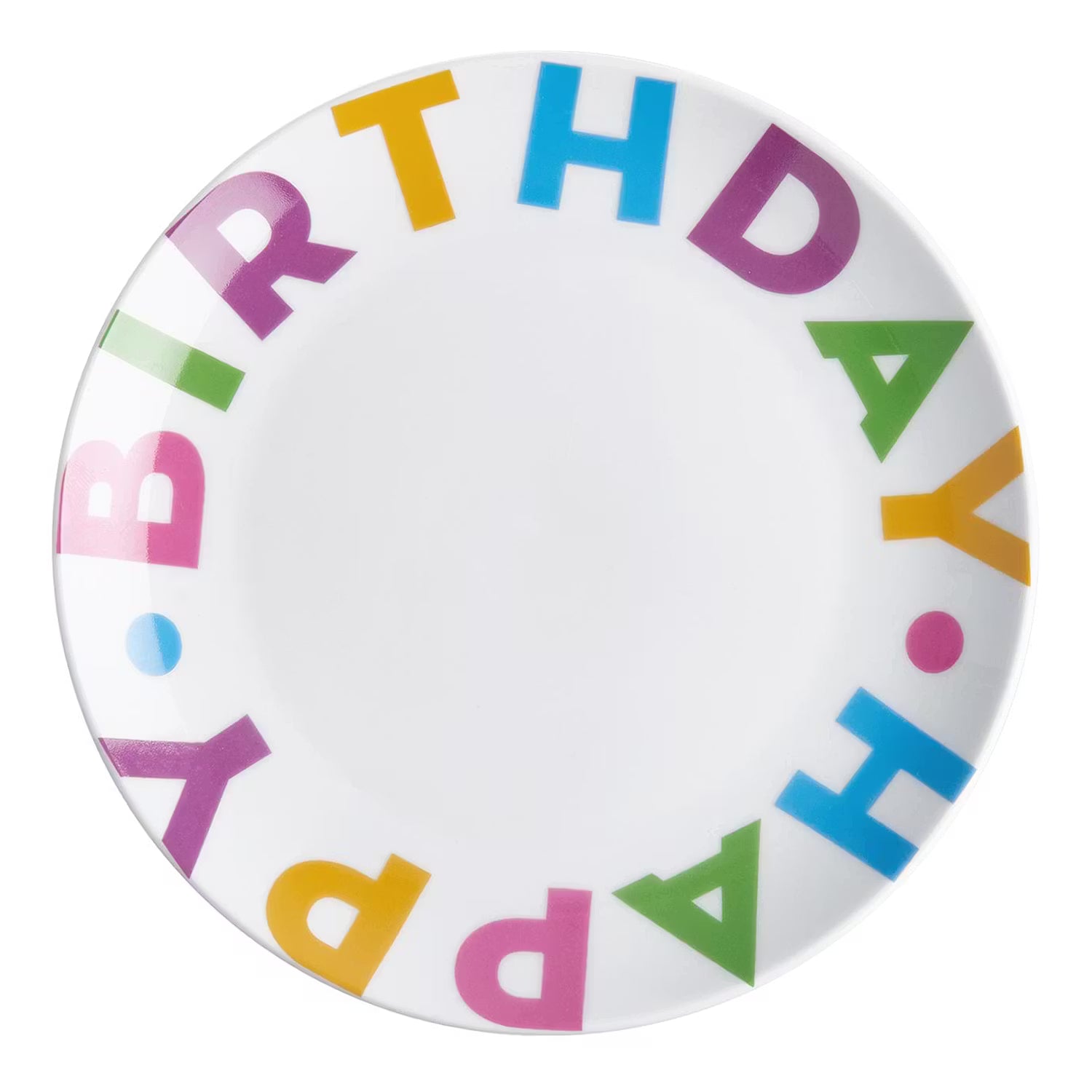 HAPPY BIRTHDAY Teller - Porzellan - Mehrfarbig - Weiß / Blau / Gelb