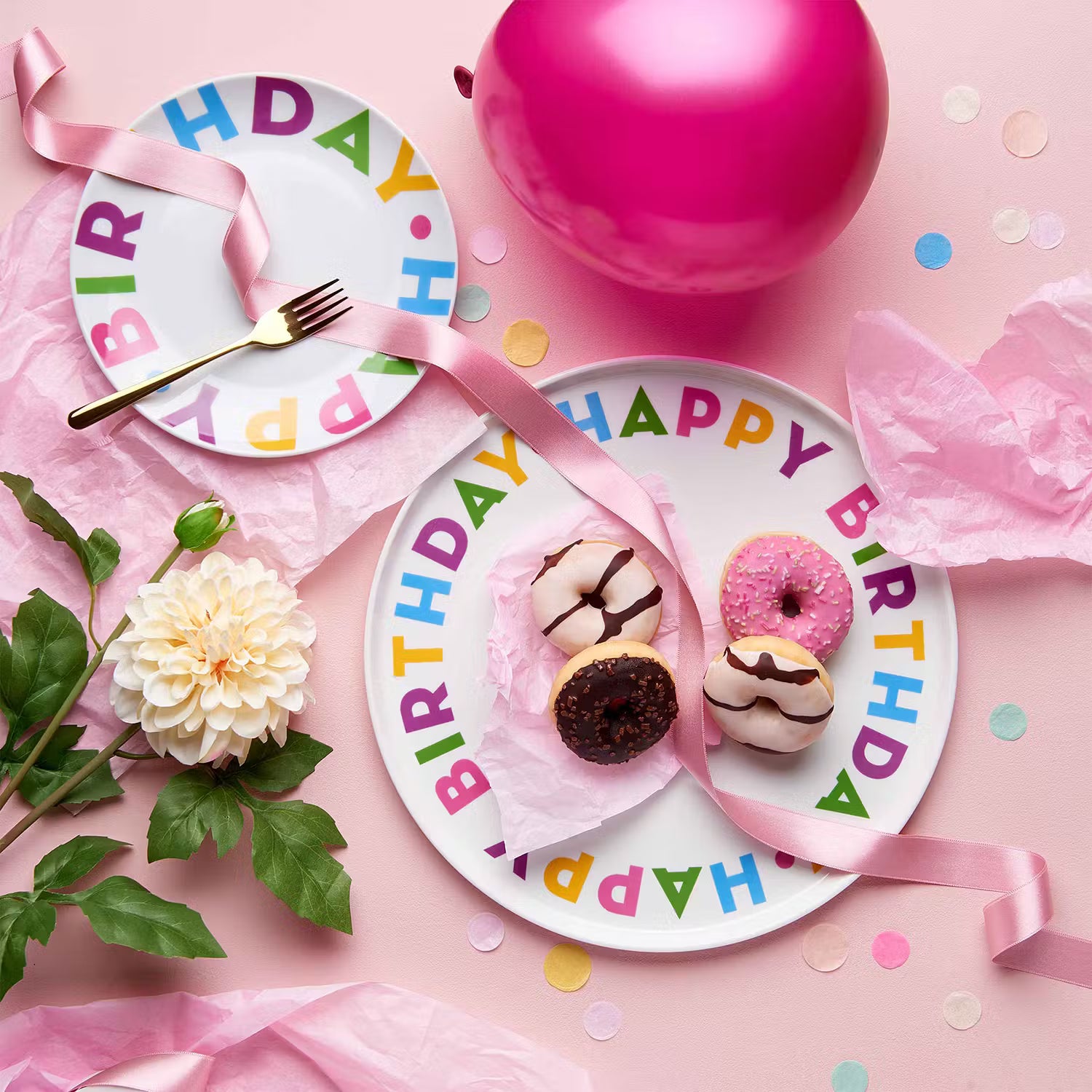 HAPPY BIRTHDAY Teller - Porzellan - Mehrfarbig - Weiß / Blau / Gelb