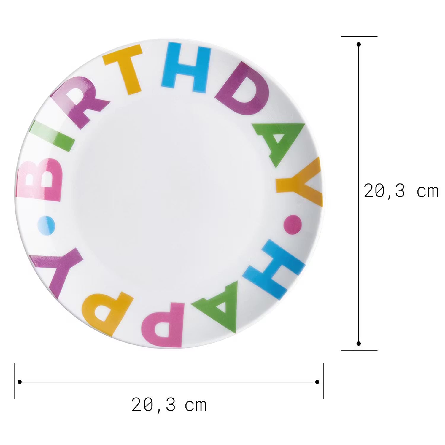 HAPPY BIRTHDAY Teller - Porzellan - Mehrfarbig - Weiß / Blau / Gelb