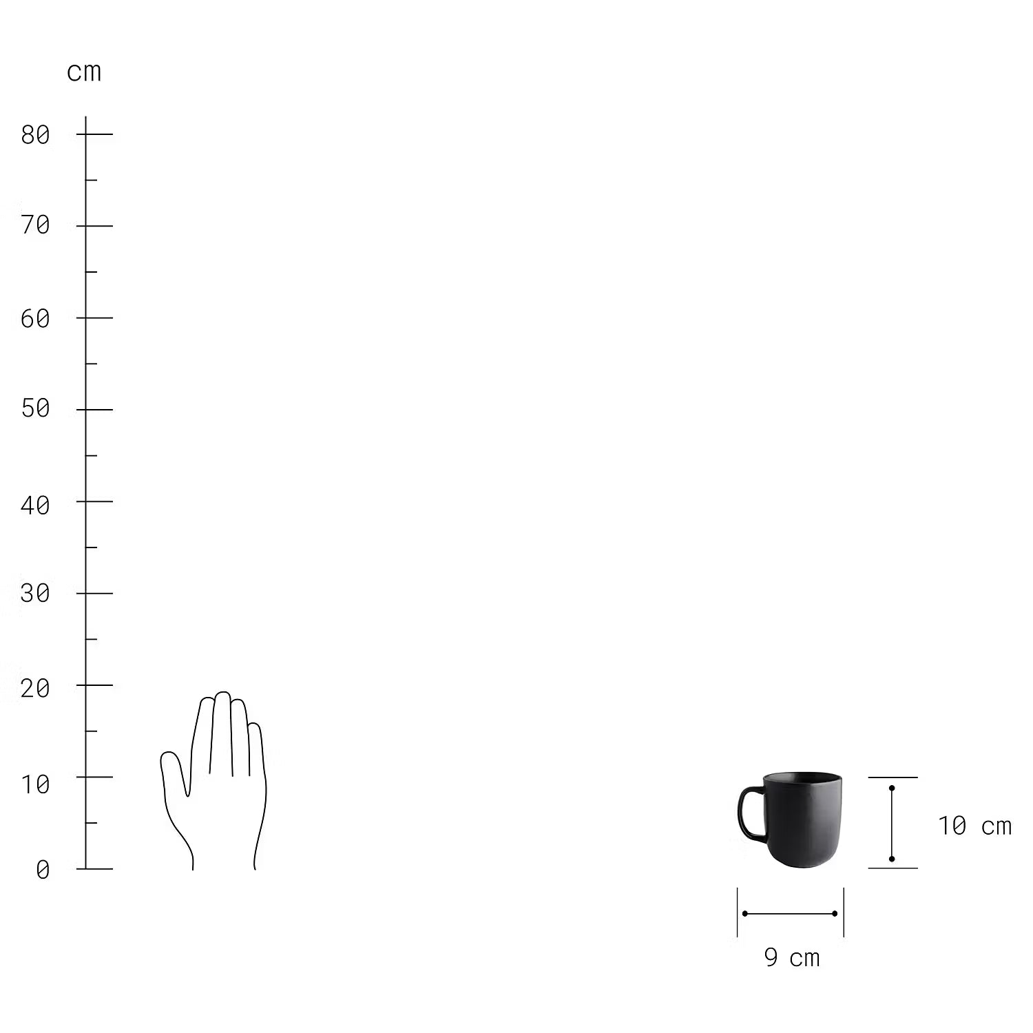 CASA NOVA Tasse mit Henkel - Steinzeug - Schwarz