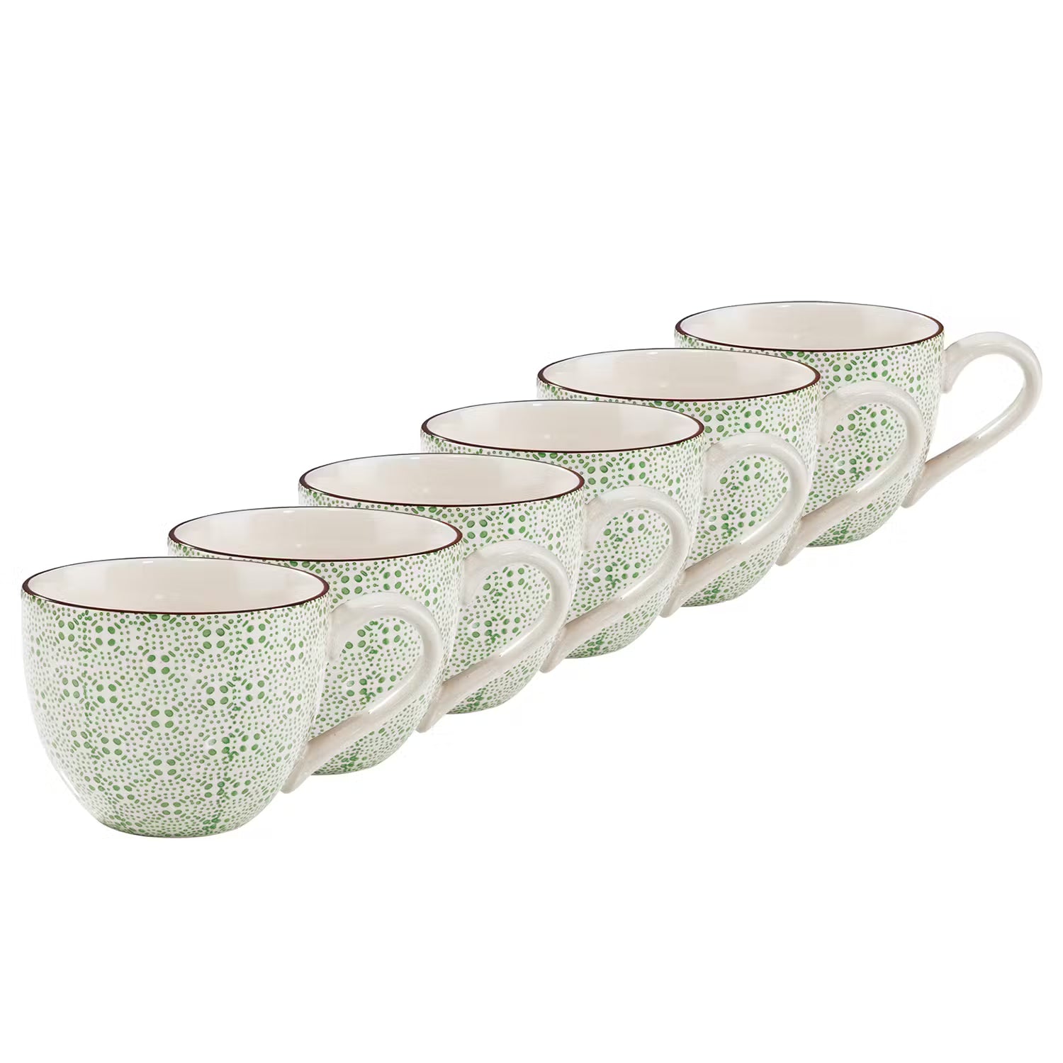 RETRO Tasse 6er-Set - Porzellan - Weiß / Grün
