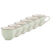 RETRO Tasse 6er-Set - Porzellan - Weiß / Grün
