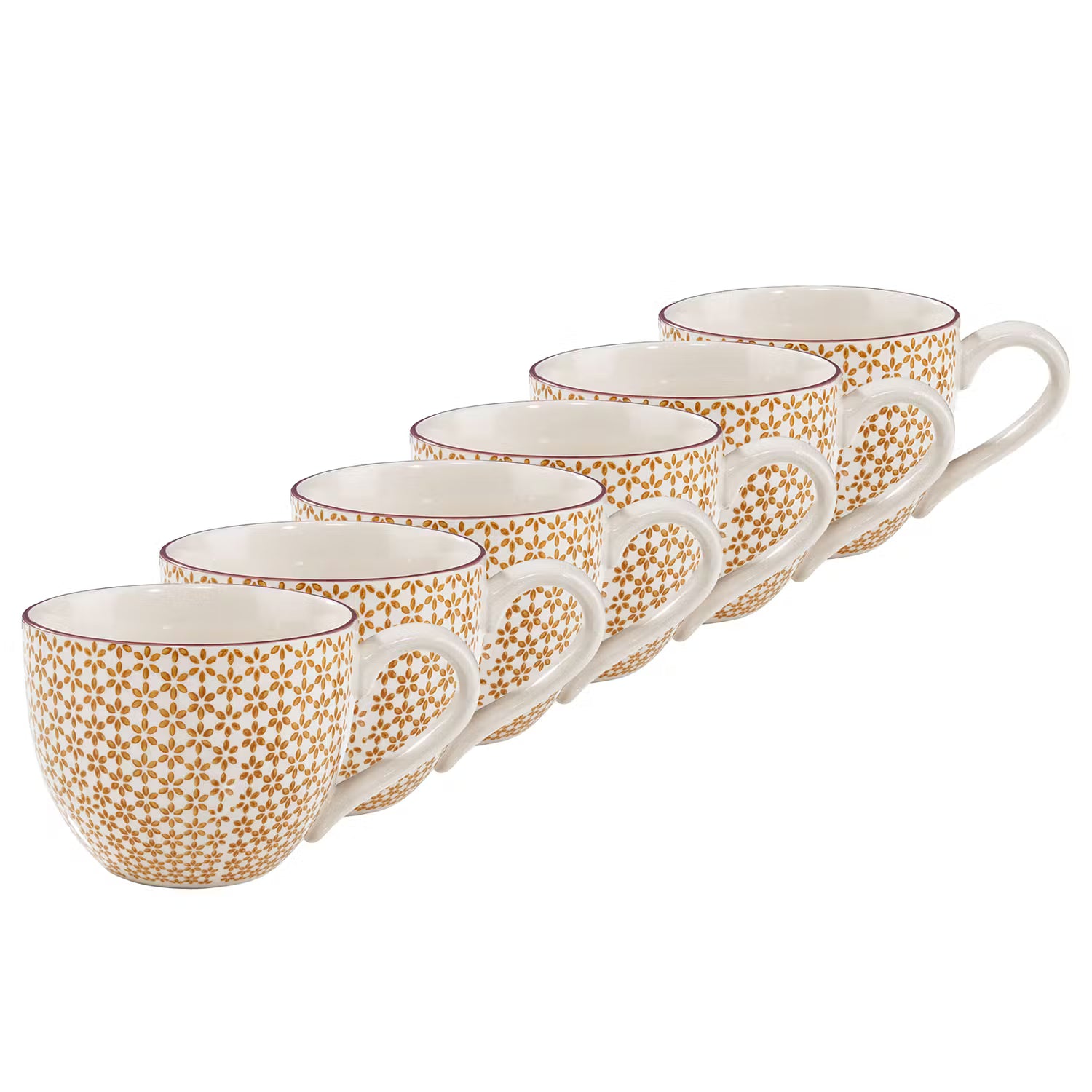 RETRO Tasse 6er-Set - Porzellan - Weiß / Orange