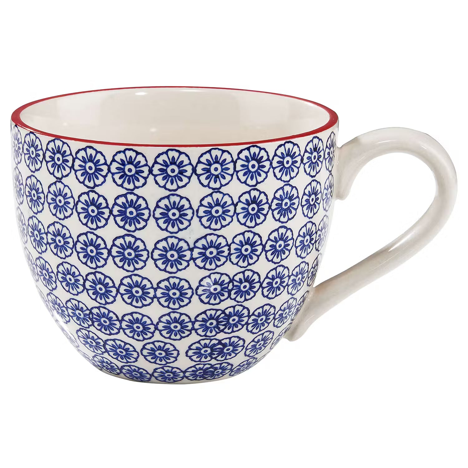RETRO Tasse 6er-Set - Porzellan - Weiß / Blau
