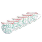 RETRO Tasse 6er-Set - Porzellan - Weiß / Petrol