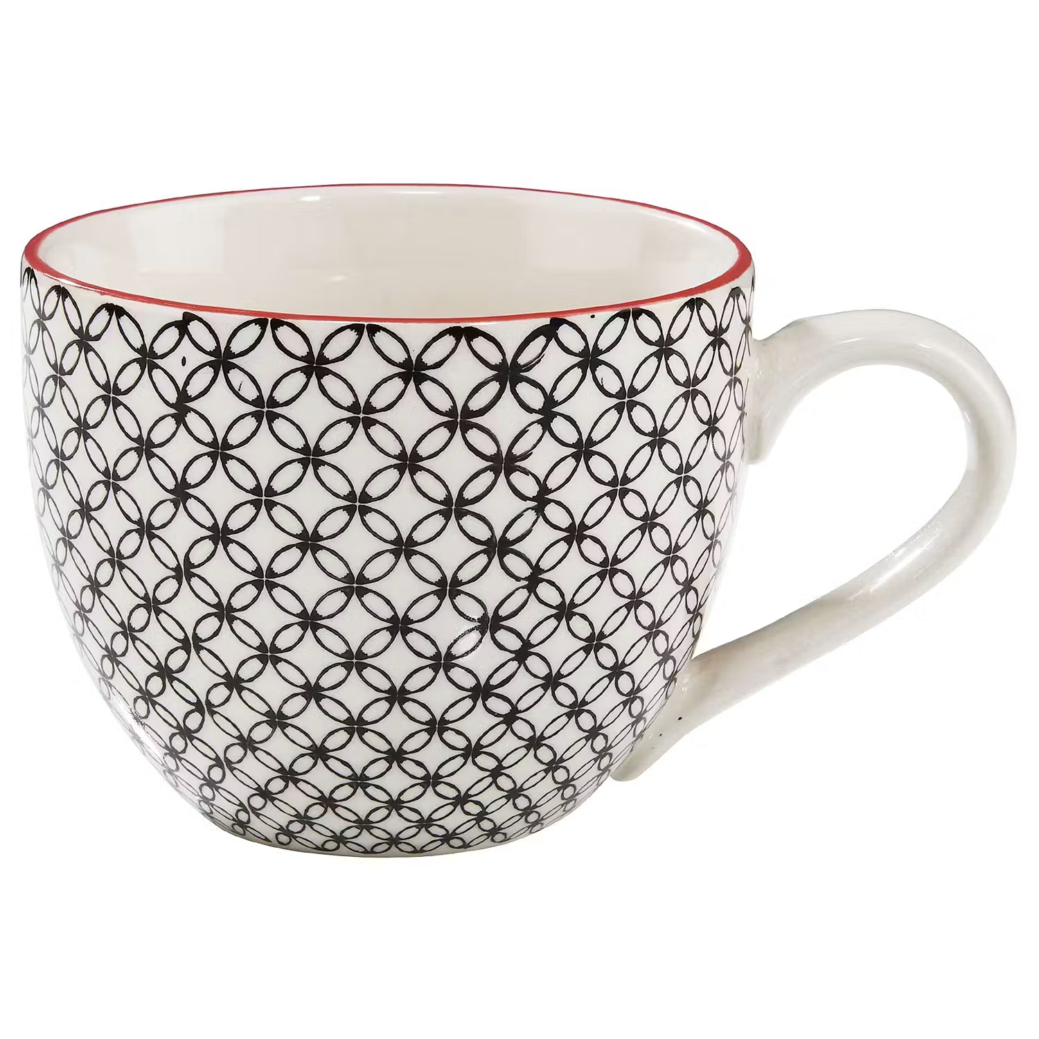 RETRO Tasse 6er-Set - Porzellan - Weiß / Schwarz