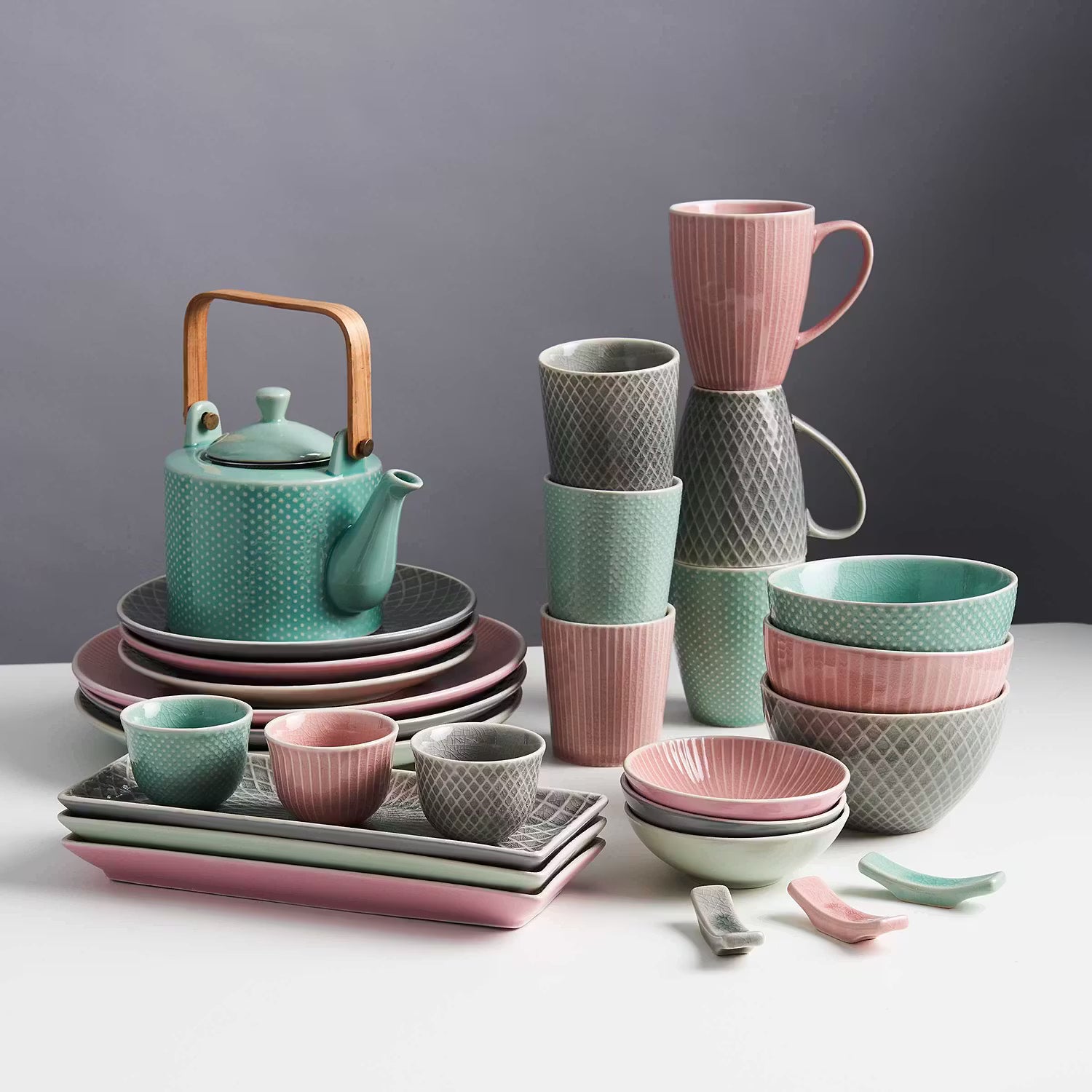 HANAMI Teetasse 6er-Set - Keramik - Rosa