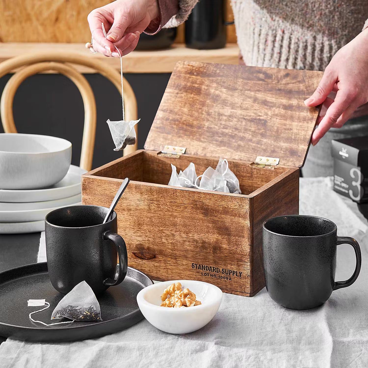 CASA NOVA Tasse 4er-Set - Steinzeug - Schwarz