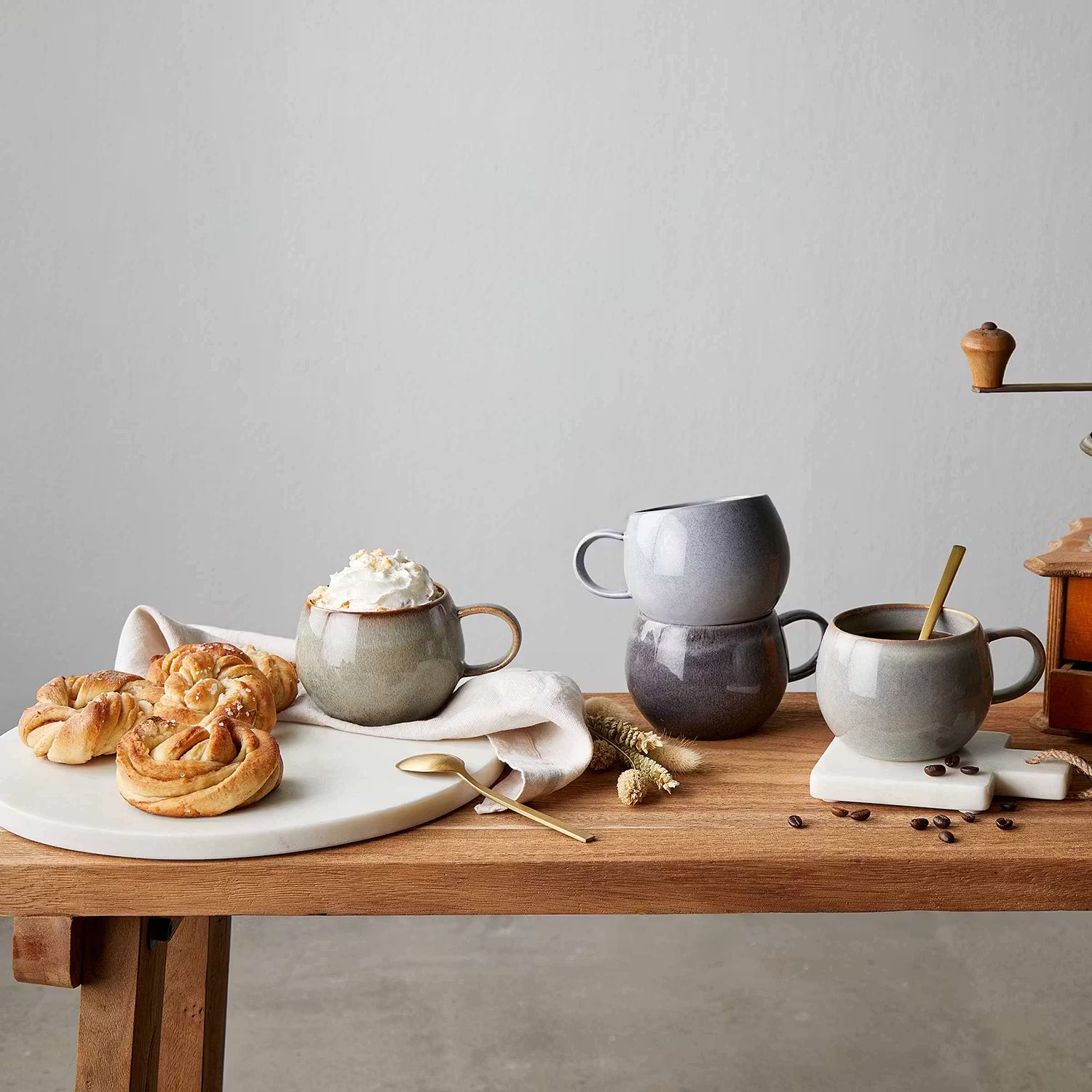 COTTAGE Tasse 4er-Set - Steinzeug - Grau
