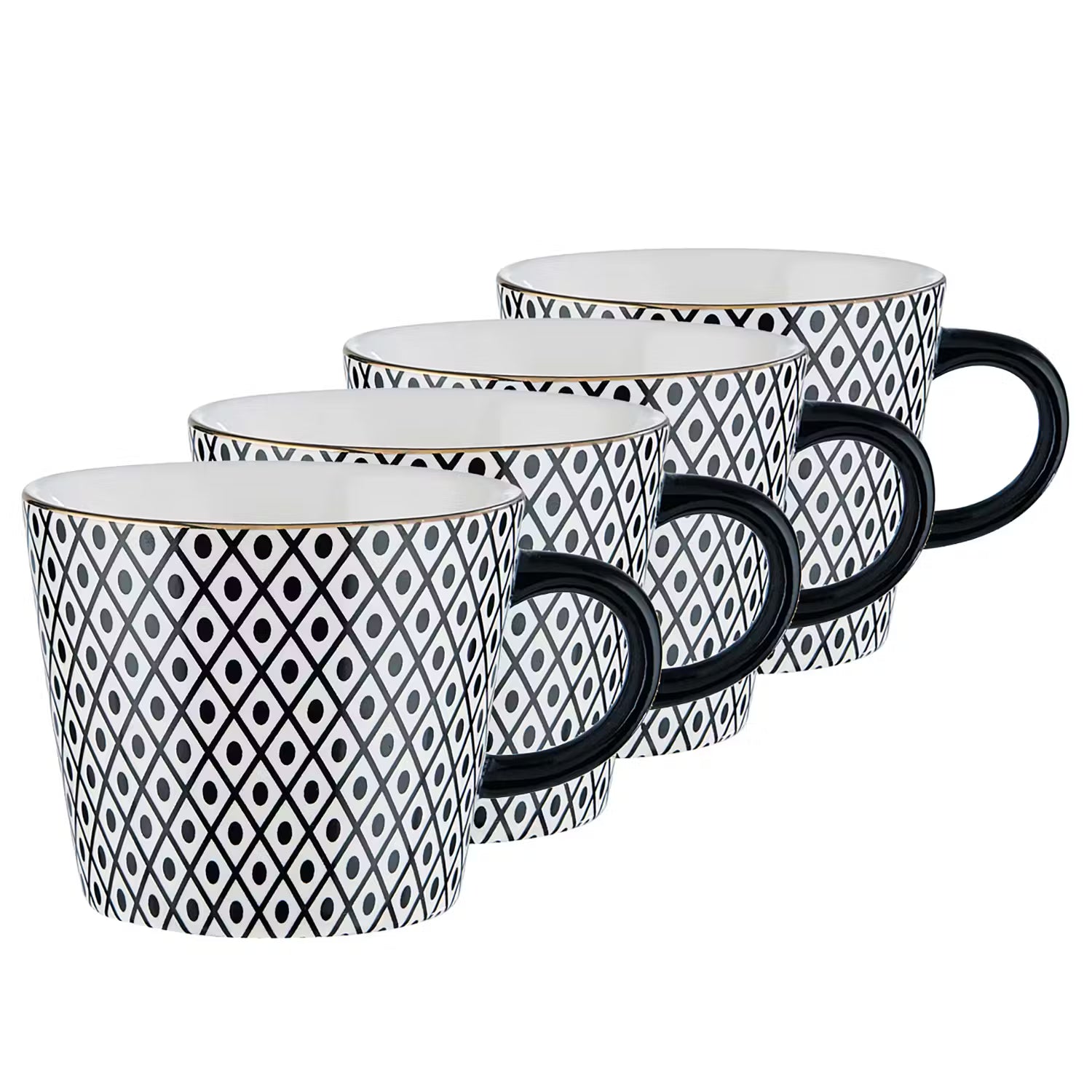 ORNAMENTS Tasse 4er-Set - Porzellan - Schwarz