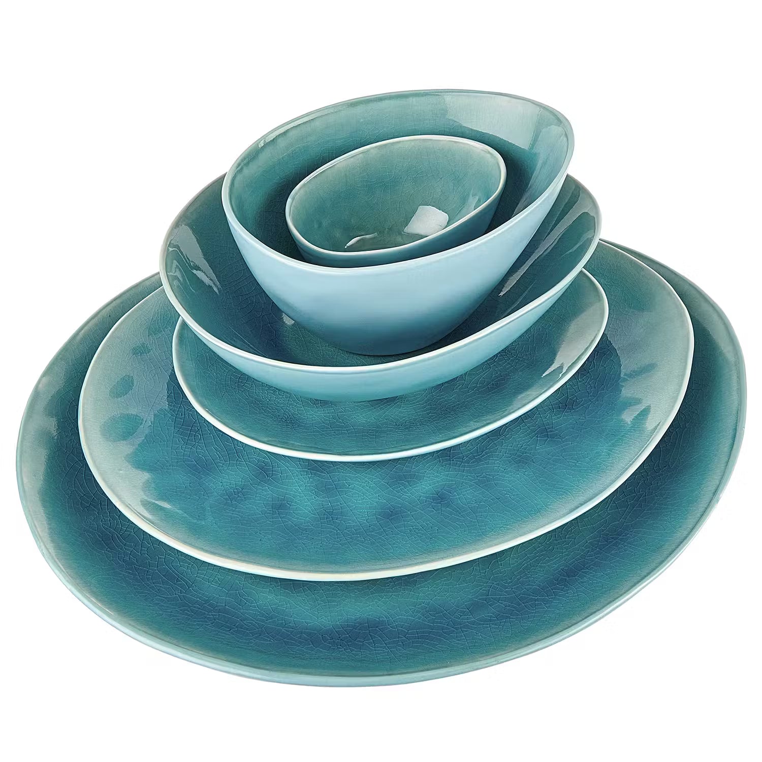 DE LA ROYA Schale 4er-Set - Steinzeug - Blau - Blau