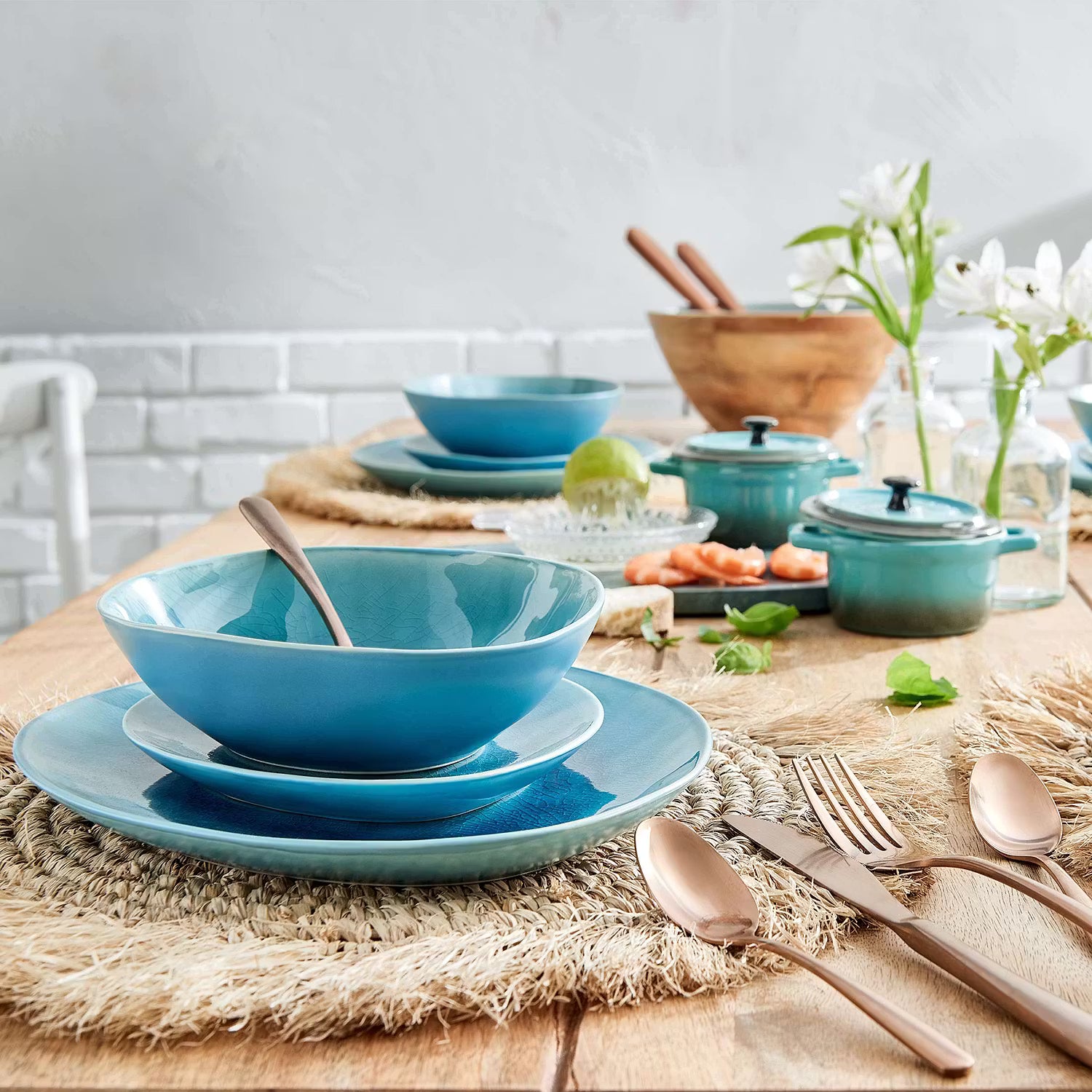 DE LA ROYA Schale 4er-Set - Steinzeug - Blau - Blau