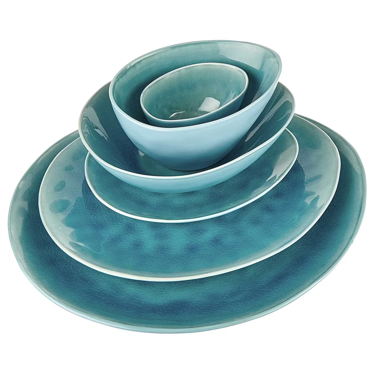 DE LA ROYA Schale 4er-Set - Steinzeug - Blau - Blau