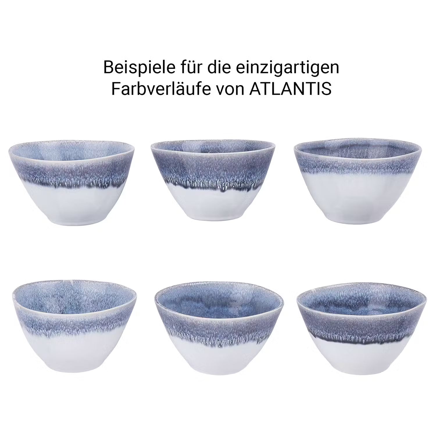ATLANTIS Schale 4er-Set - Steinzeug  - Weiß / Blau