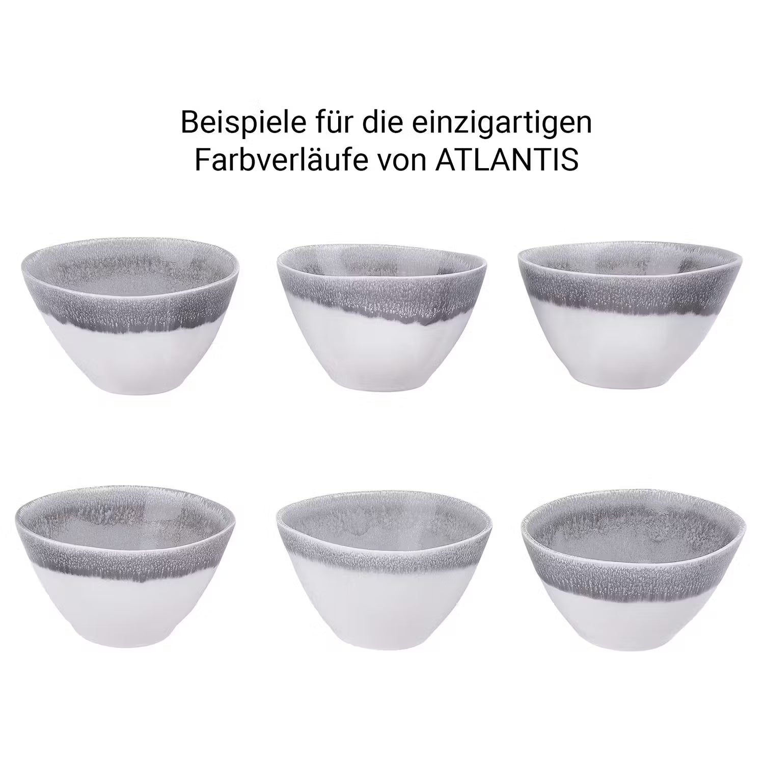 ATLANTIS Schale 4er-Set - Steinzeug  - Weiß / Grau