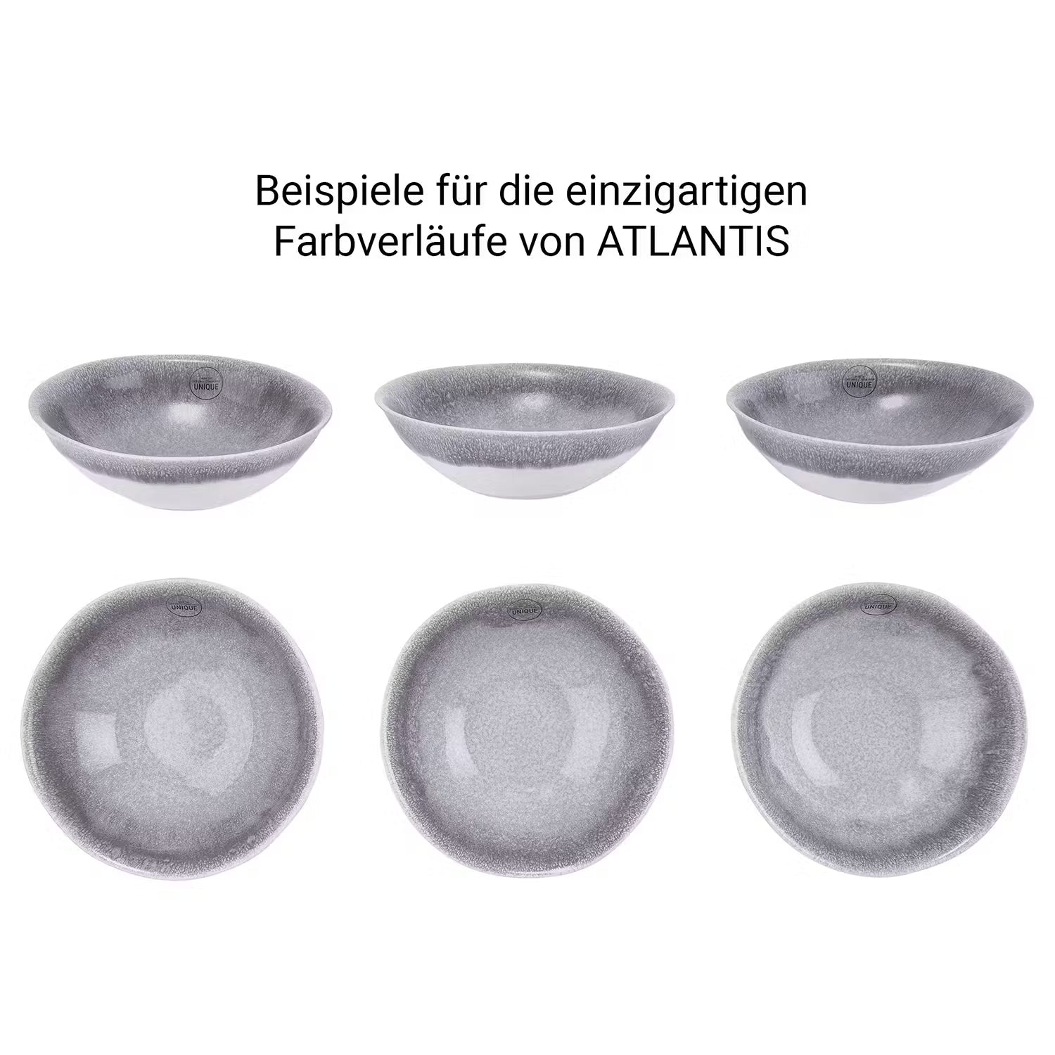 ATLANTIS Schale 4er-Set - Steinzeug - Weiß / Grau - Weiß / Grau