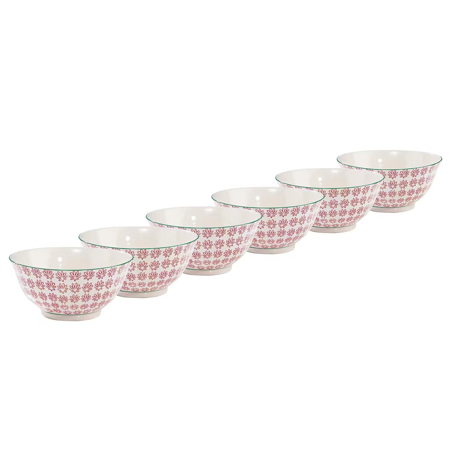 RETRO Schale 6er-Set - Porzellan - Weiß / Rot