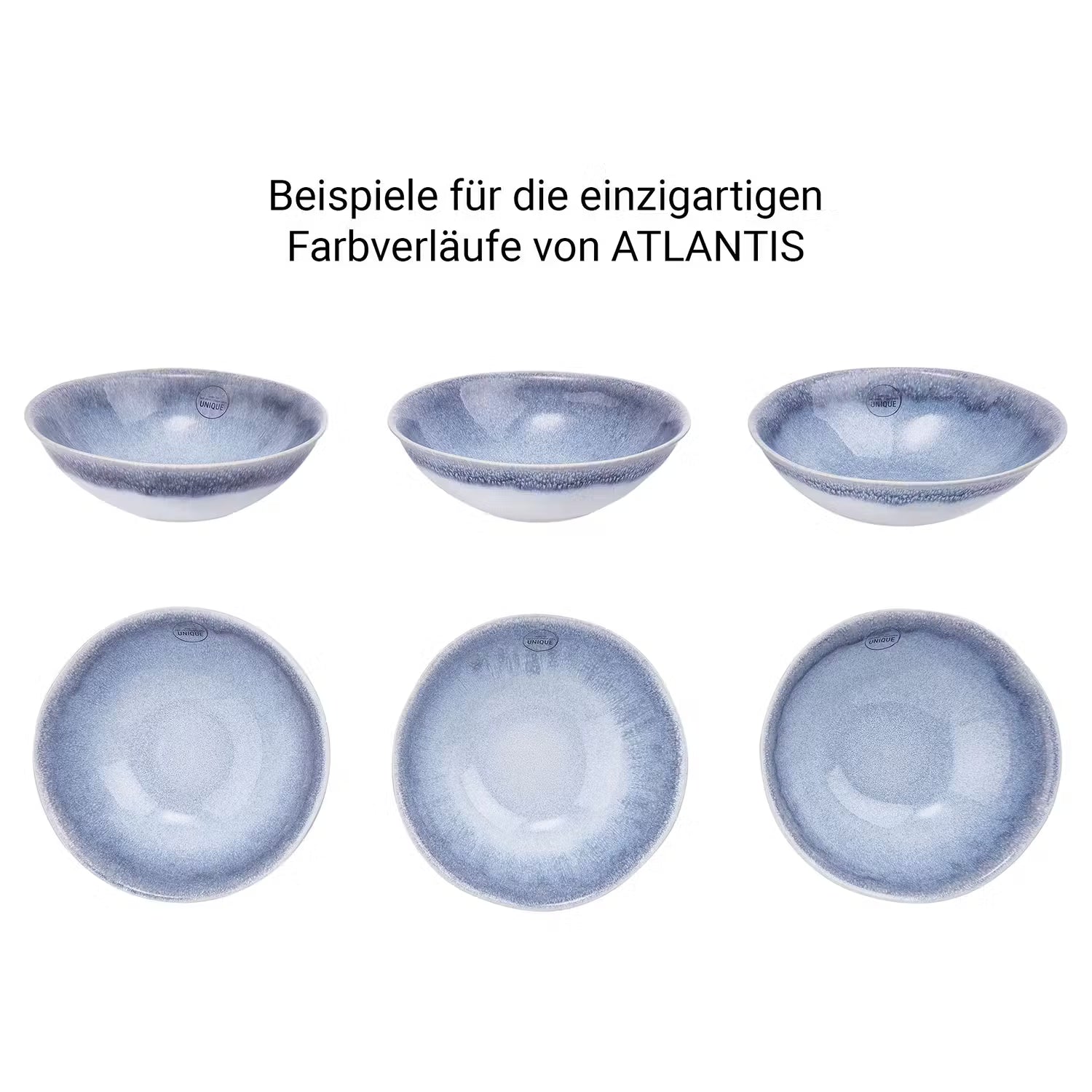 ATLANTIS Schale 4er-Set - Steinzeug - Weiß / Blau - Weiß / Blau