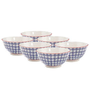 RETRO Schale 6er-Set - Porzellan - Weiß / Blau