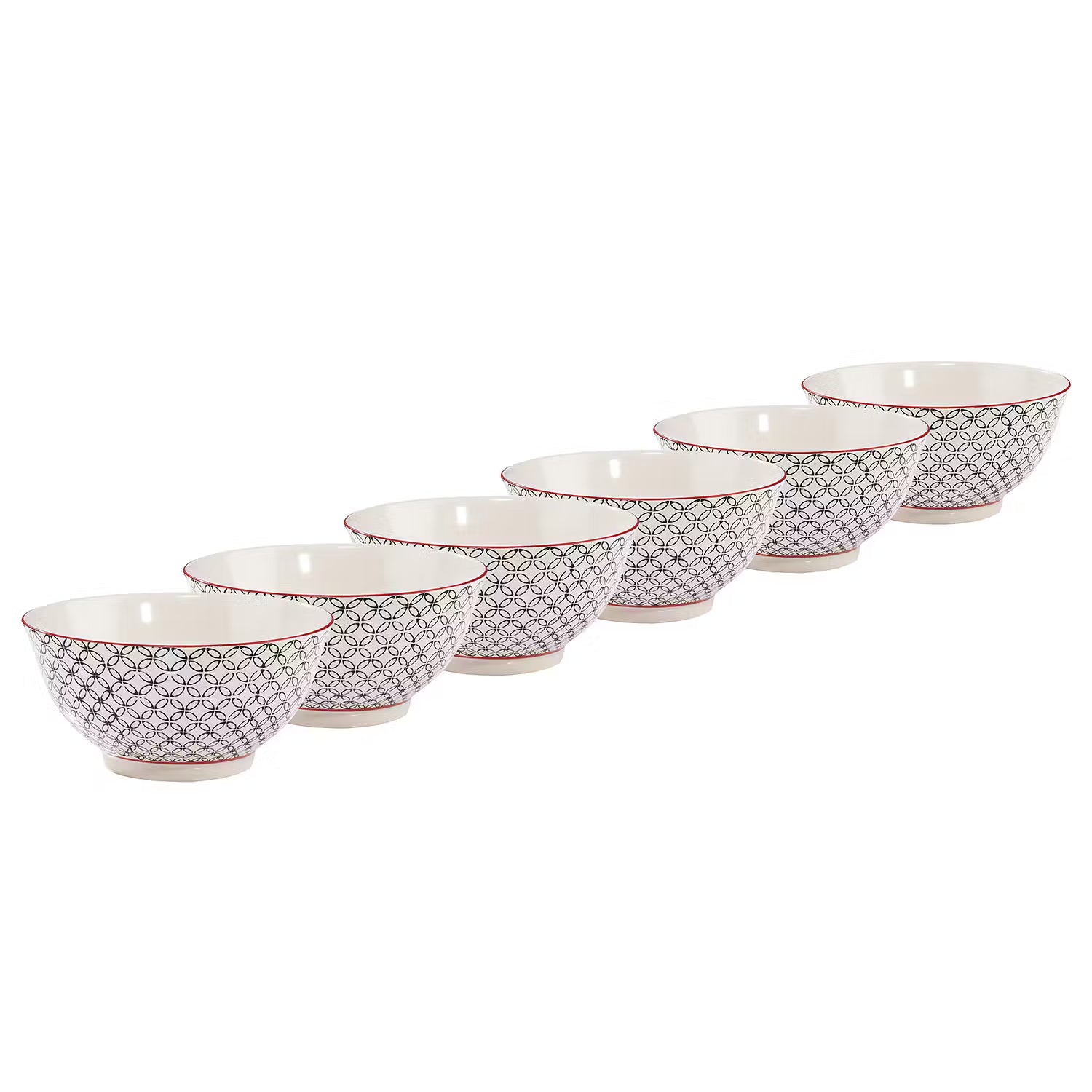 RETRO Schale 6er-Set - Porzellan - Weiß / Schwarz