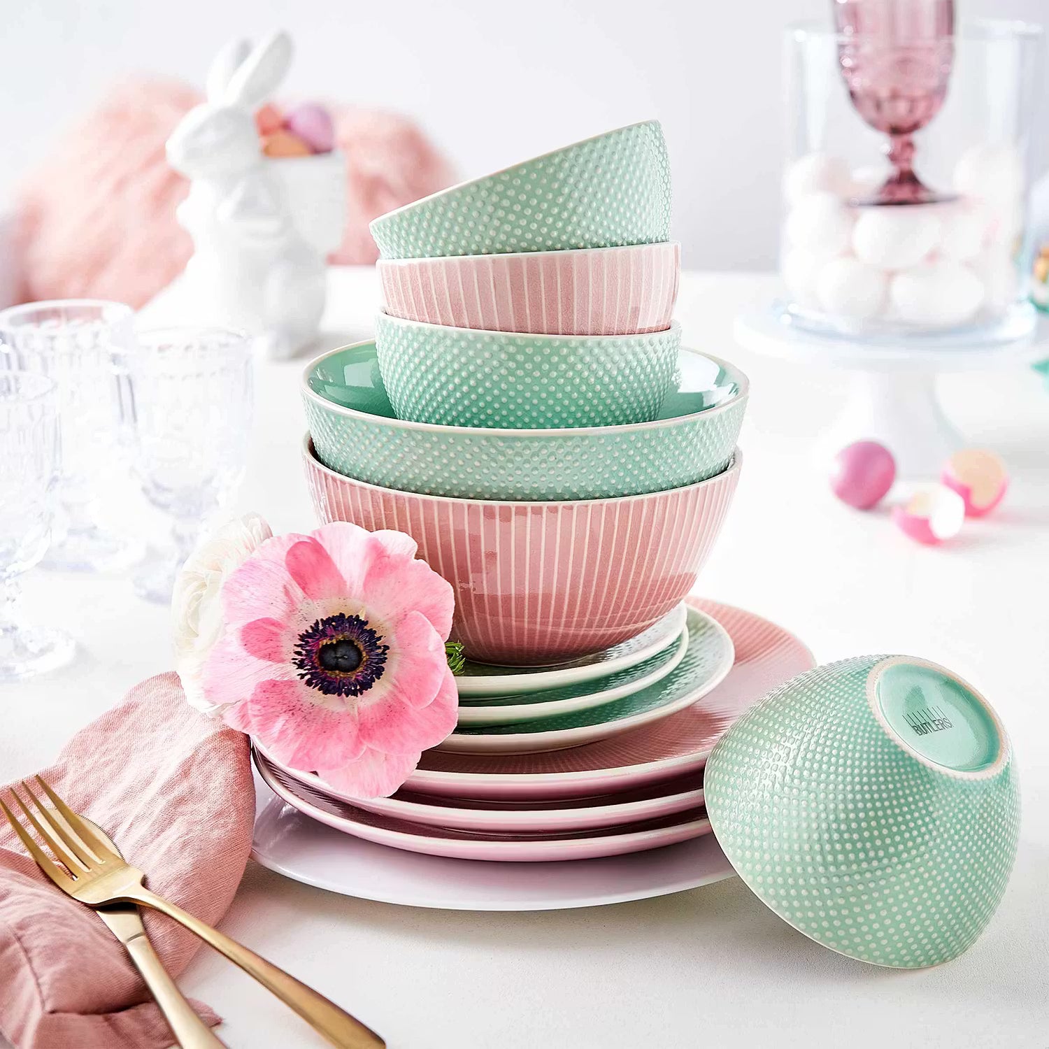 HANAMI Schale 6er-Set - Steinzeug - Rosa - Durchmesser: 13 cm