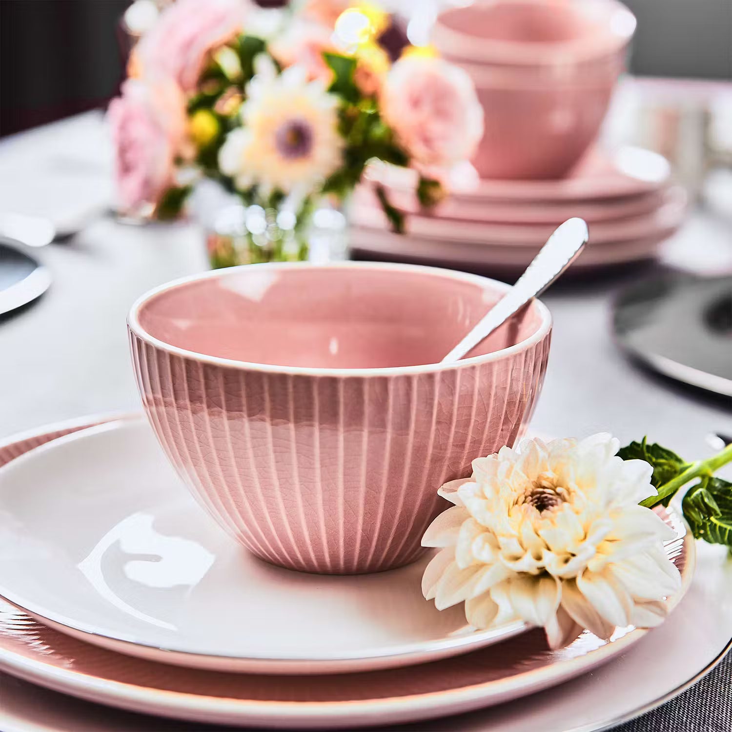 HANAMI Schale 6er-Set - Steinzeug - Rosa - Durchmesser: 13 cm