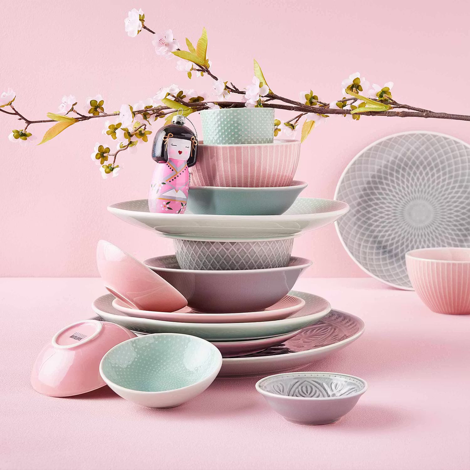 HANAMI Schale 6er-Set - Steinzeug - Rosa - Durchmesser: 13 cm