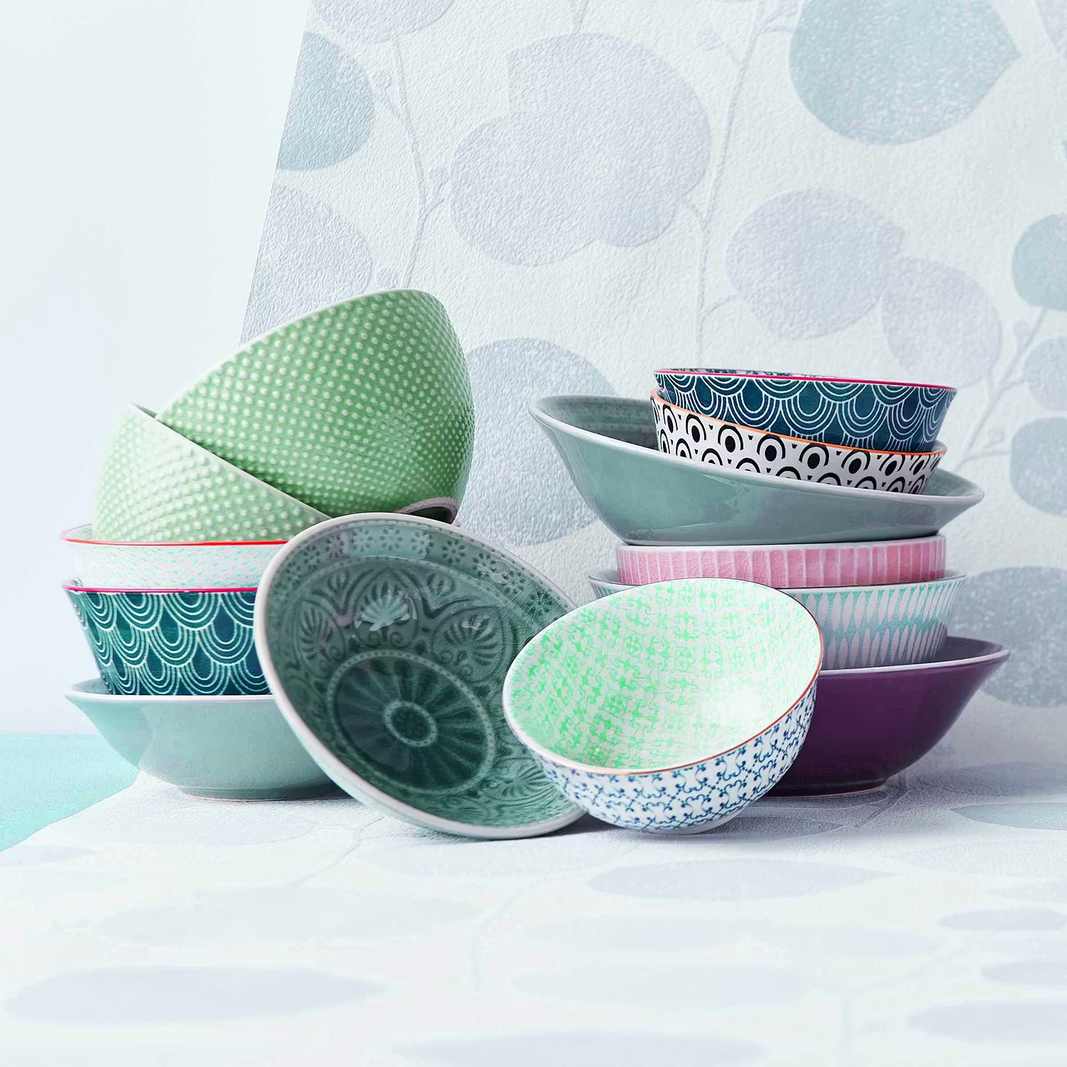 HANAMI Schale 6er-Set - Steinzeug - Mint - Durchmesser: 13 cm