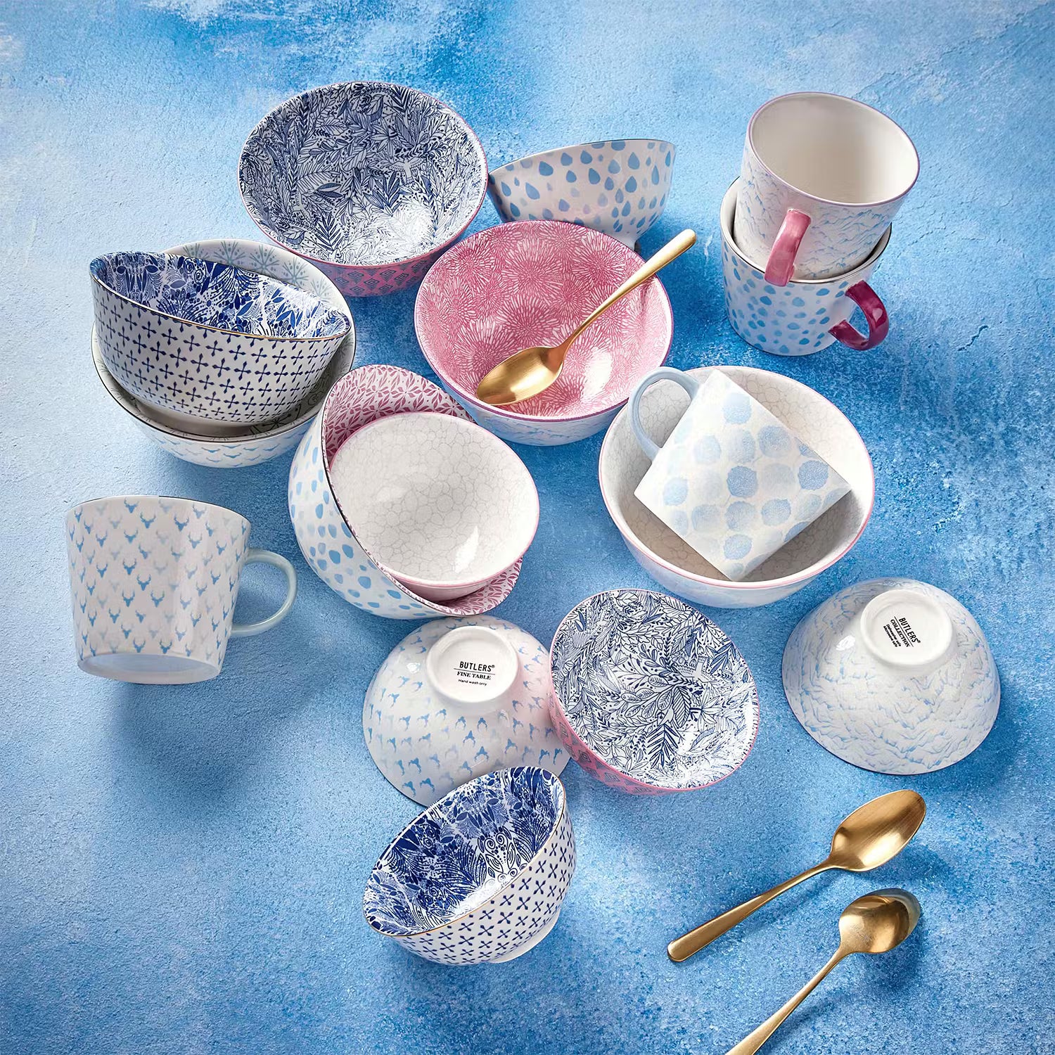 ORNAMENTS Schale 6er-Set - Porzellan - Weiß / Dunkelblau