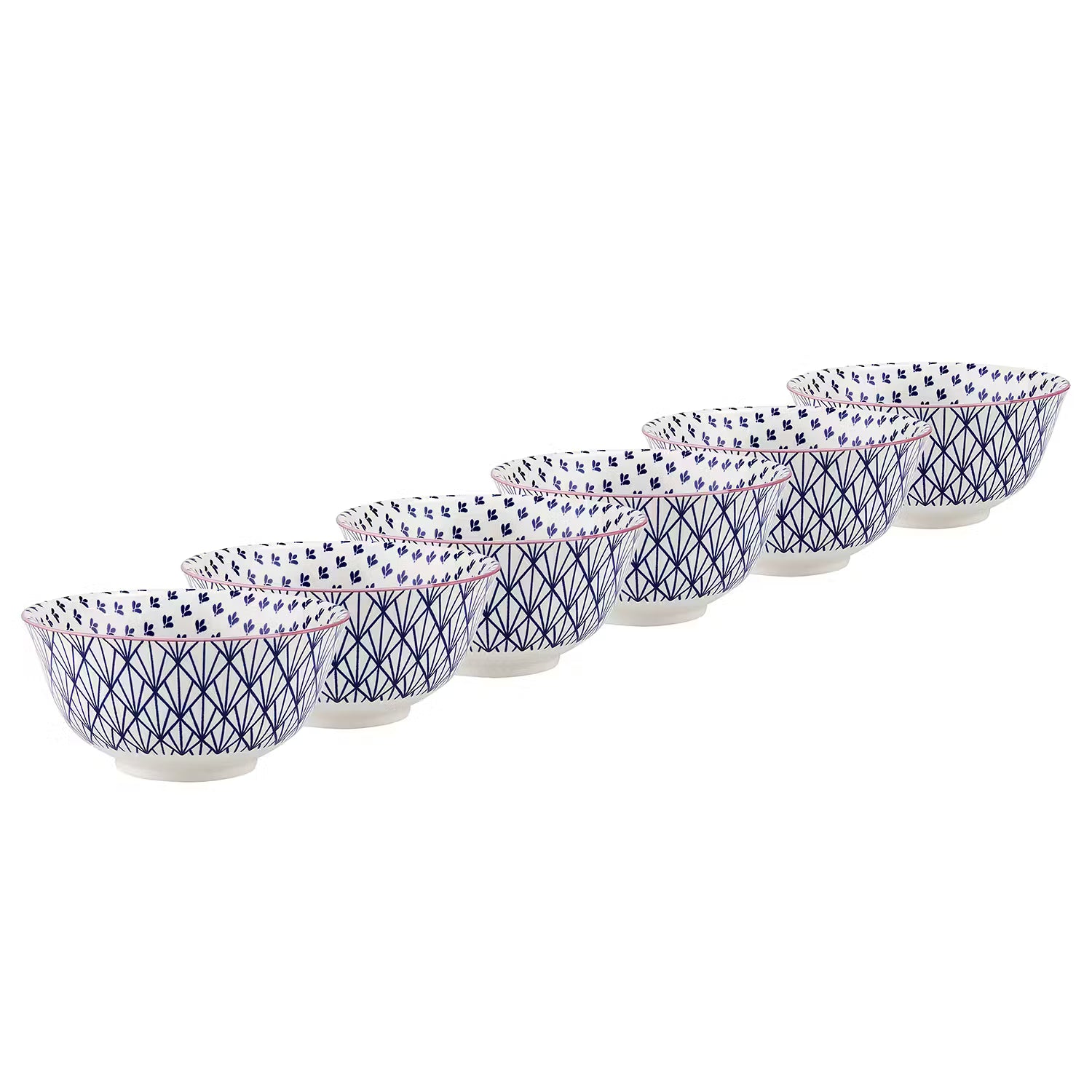 ORNAMENTS Schale 6er-Set - Porzellan - Weiß / Blau