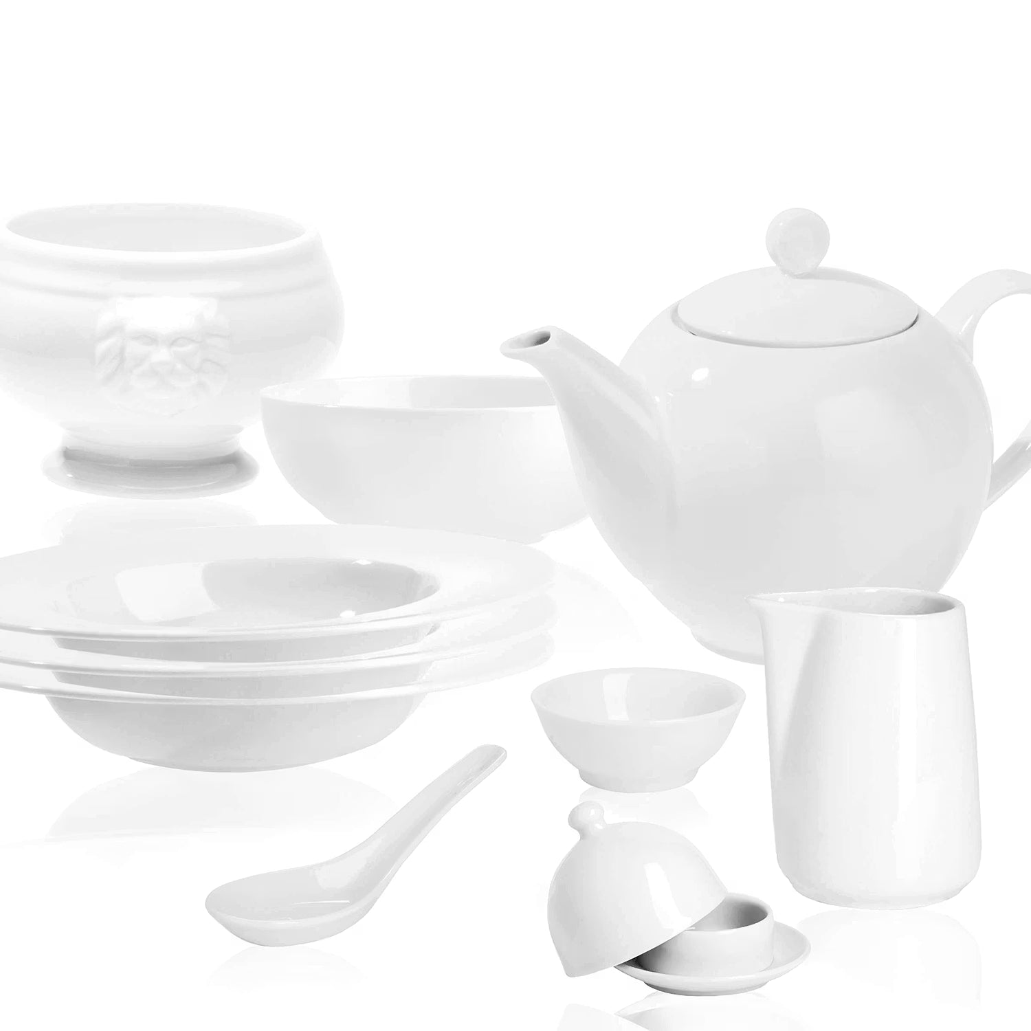 PURO Salatschale - Qualitätsporzellan - Weiß - Durchmesser: 25 cm