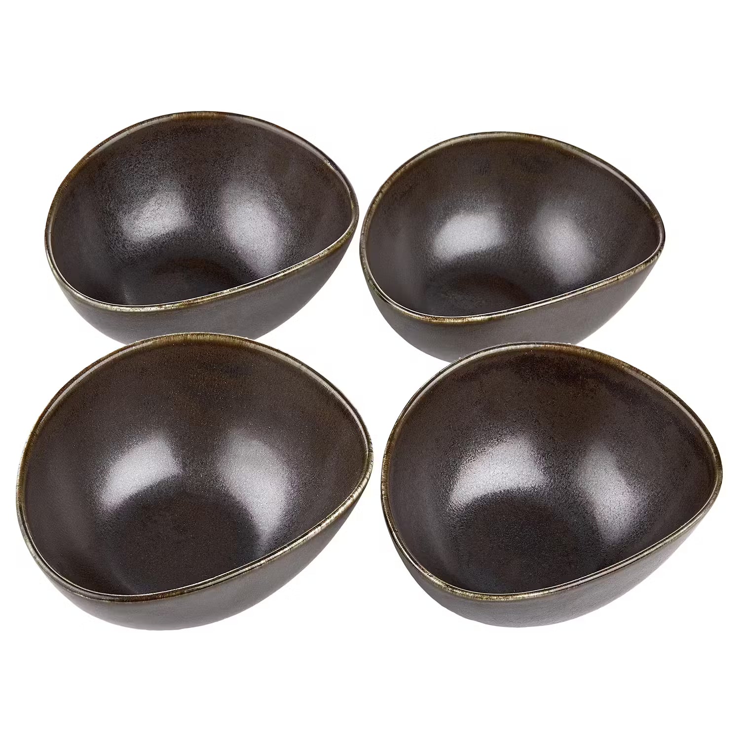 JAPANDI Schale 4er-Set - Porzellan / reaktive Glasur - Schwarz - Schwarz
